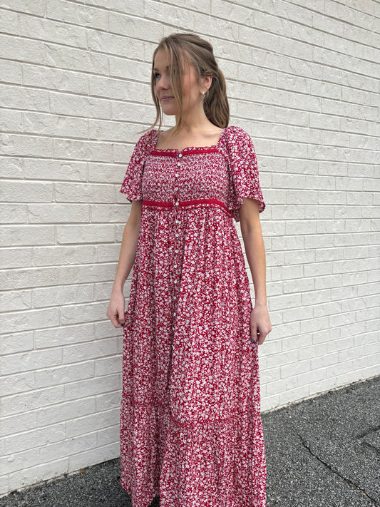 Redwood Flutter Sleeve Maxi Dress