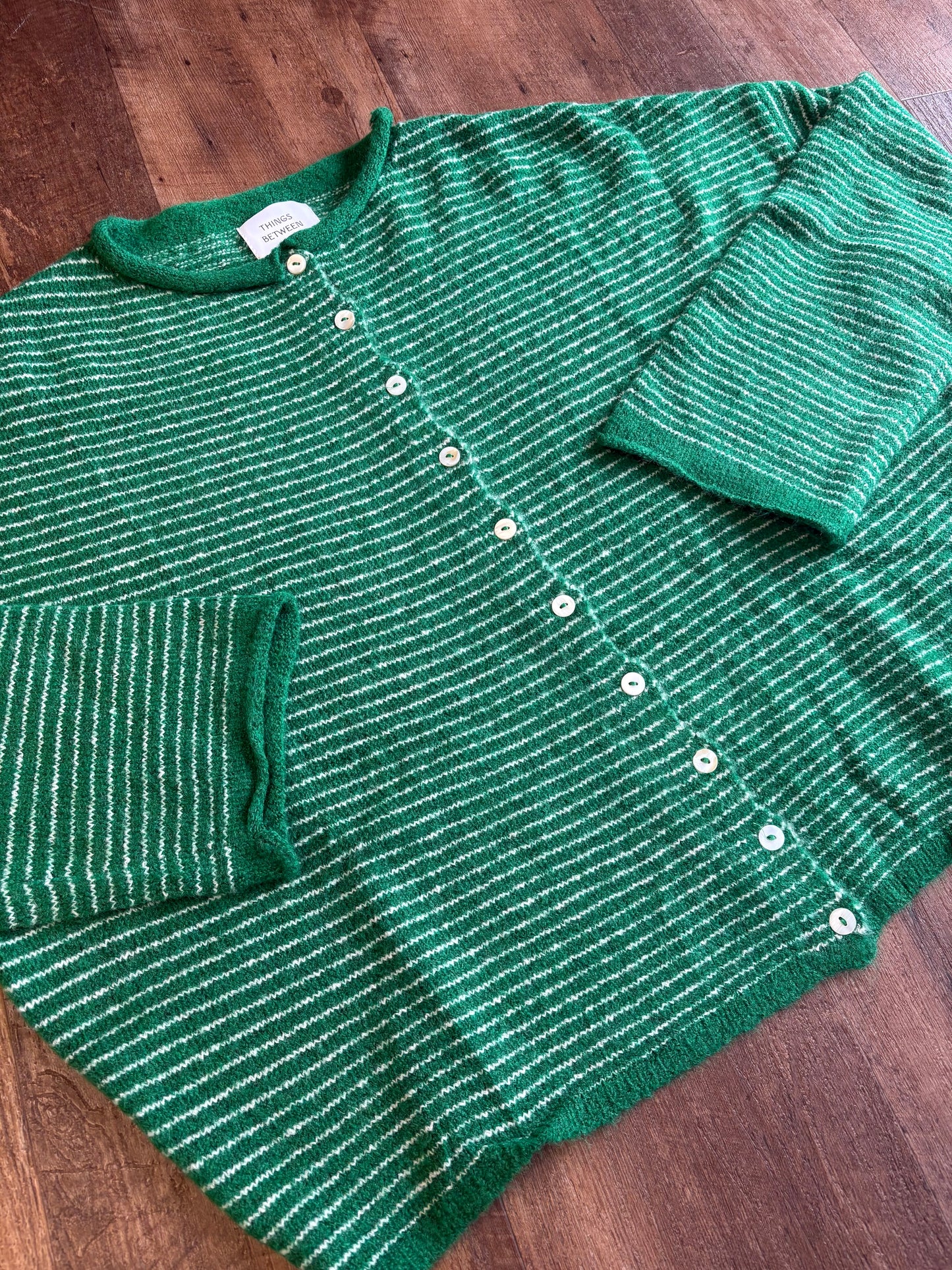 Kelly Green Pinstripe Piper Cardigan