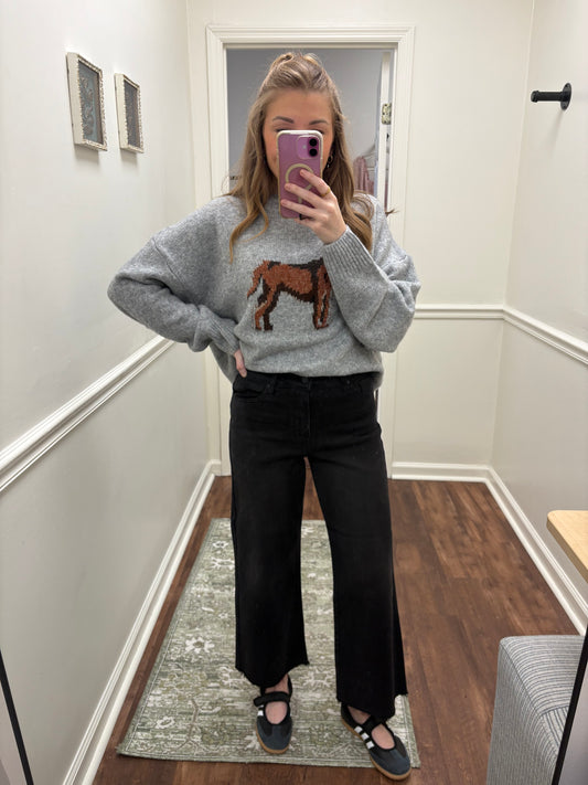 Black Slim Wide Leg Denim