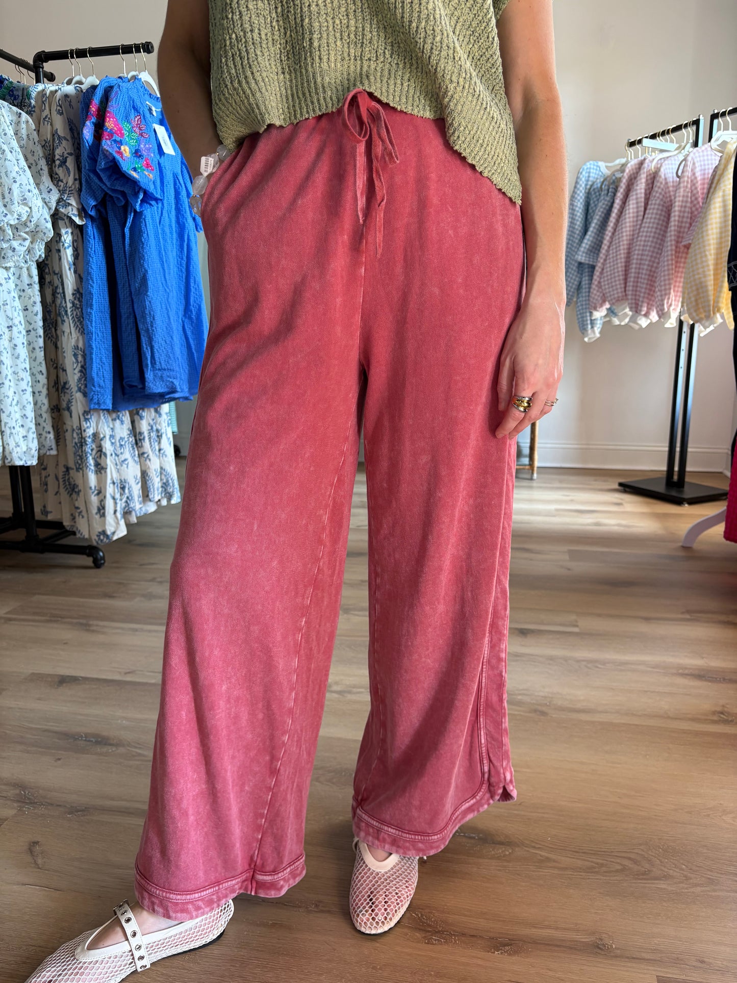Raspberry Washed Pants