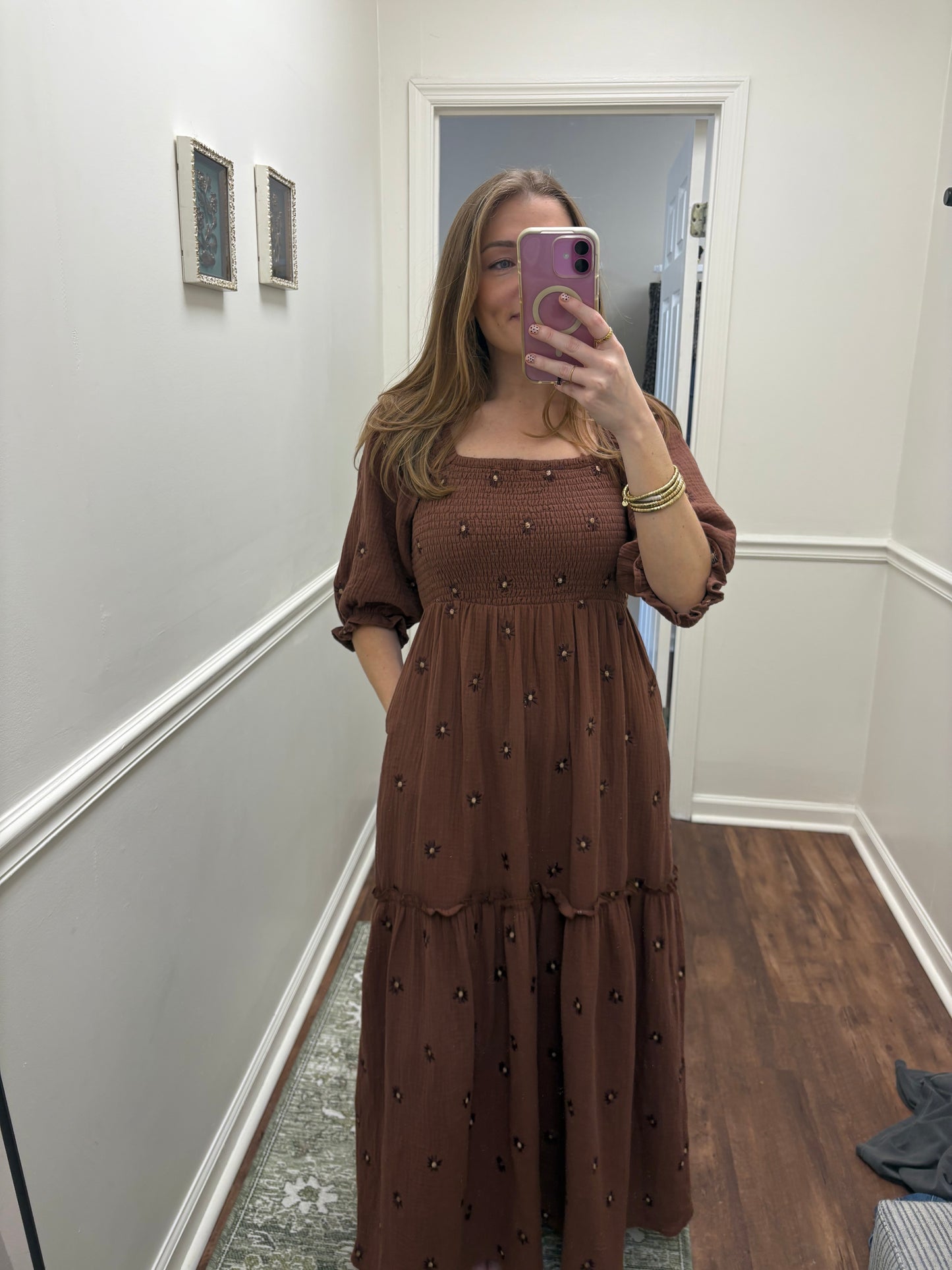 Bailey Chocolate Embroidered Maxi Dress
