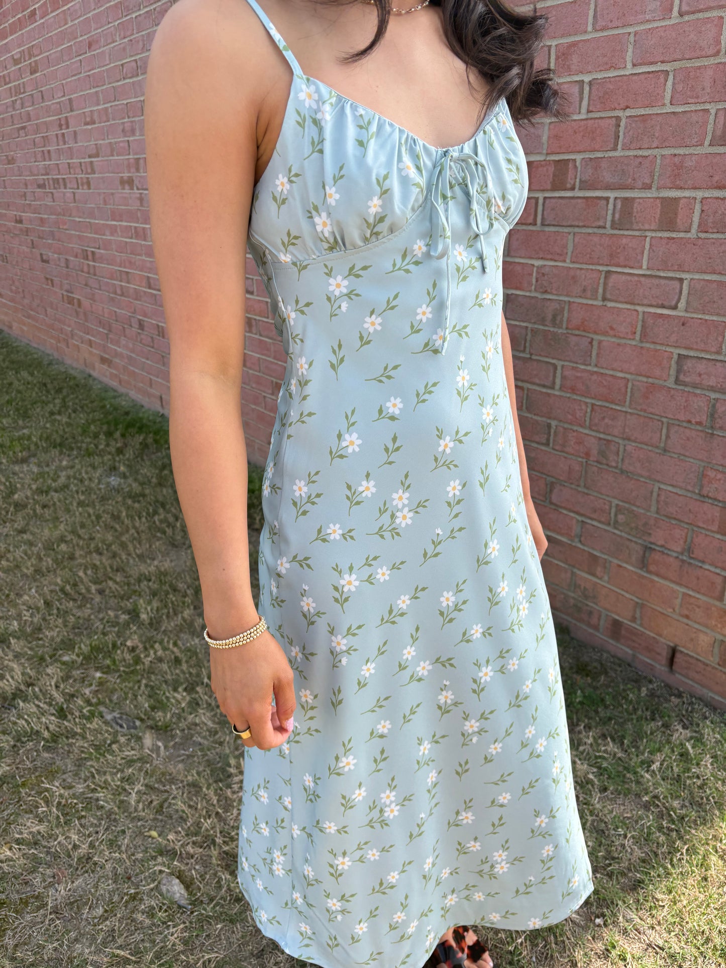 Mint Floral Midi Dress