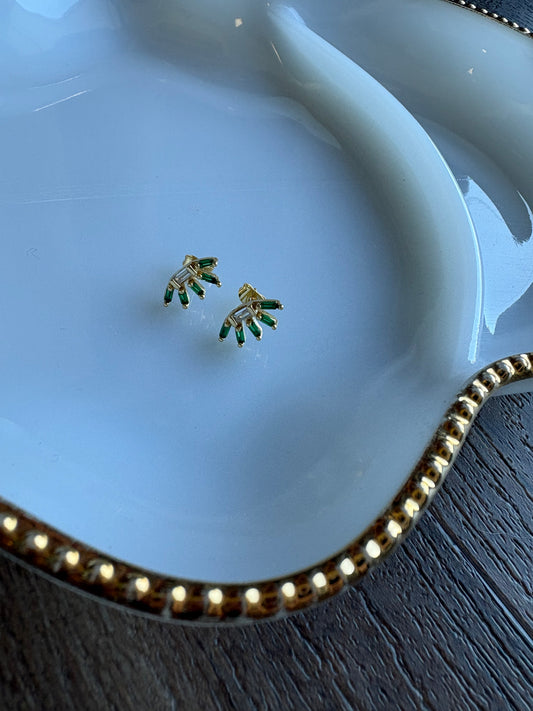 Green Baguette Earrings