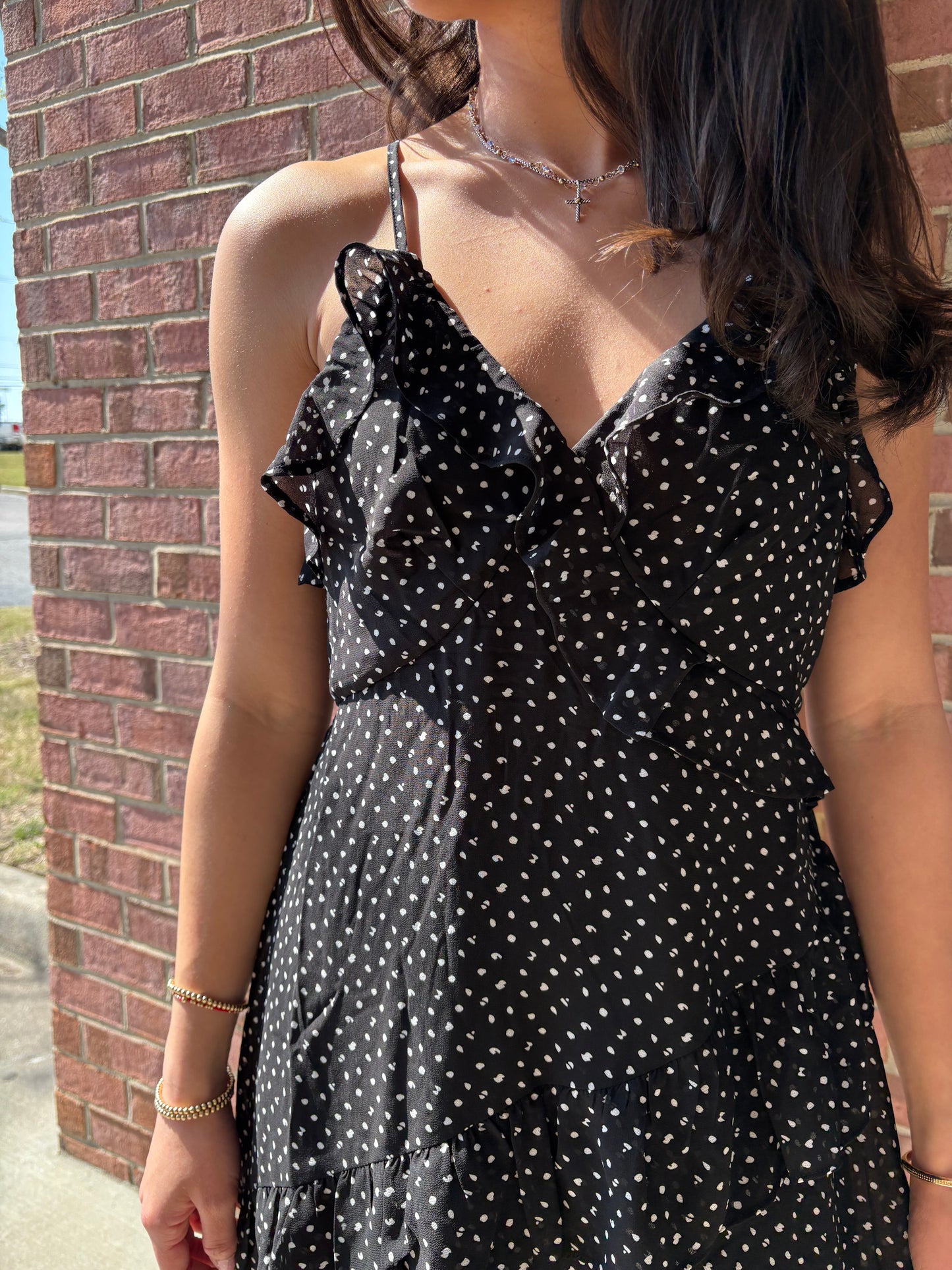 Lottie Black Polkadot Mini Dress