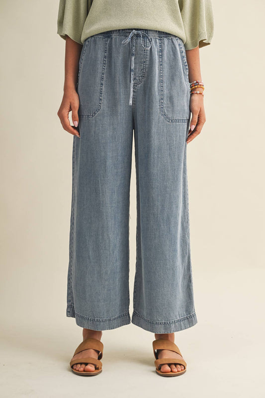 Everyday Washed Denim Soft Wide Leg Pants