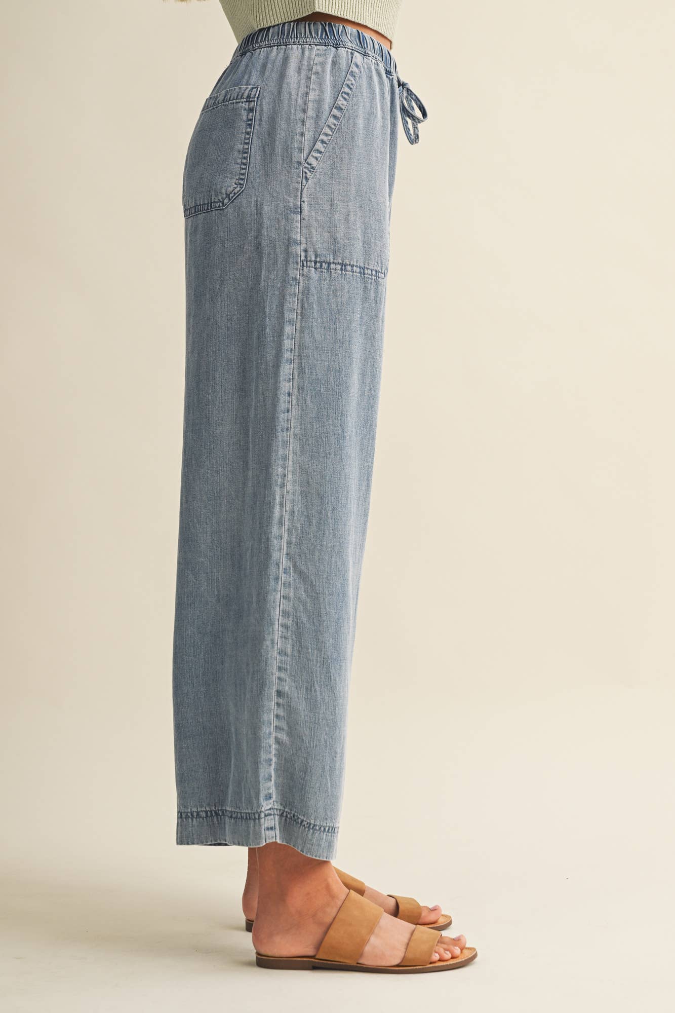 Everyday Washed Denim Soft Wide Leg Pants