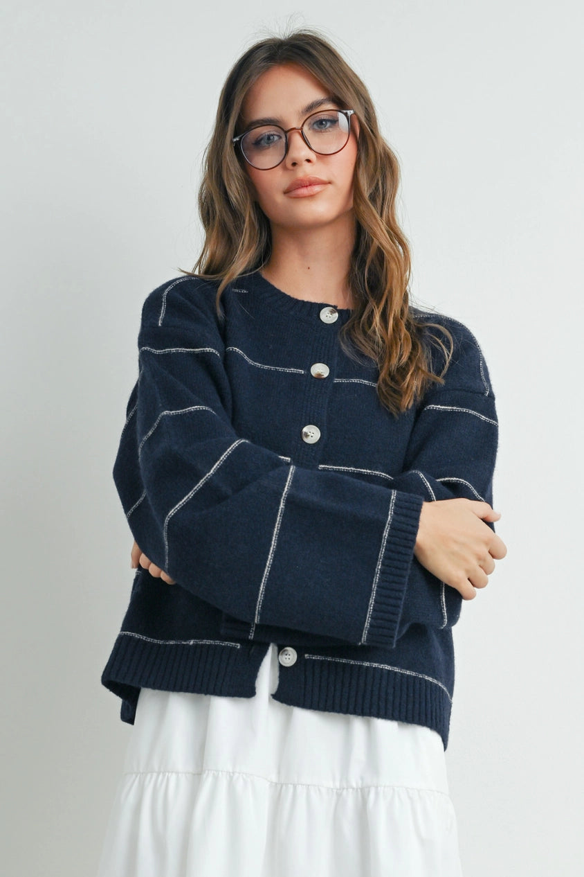 Navy Button Cardigan