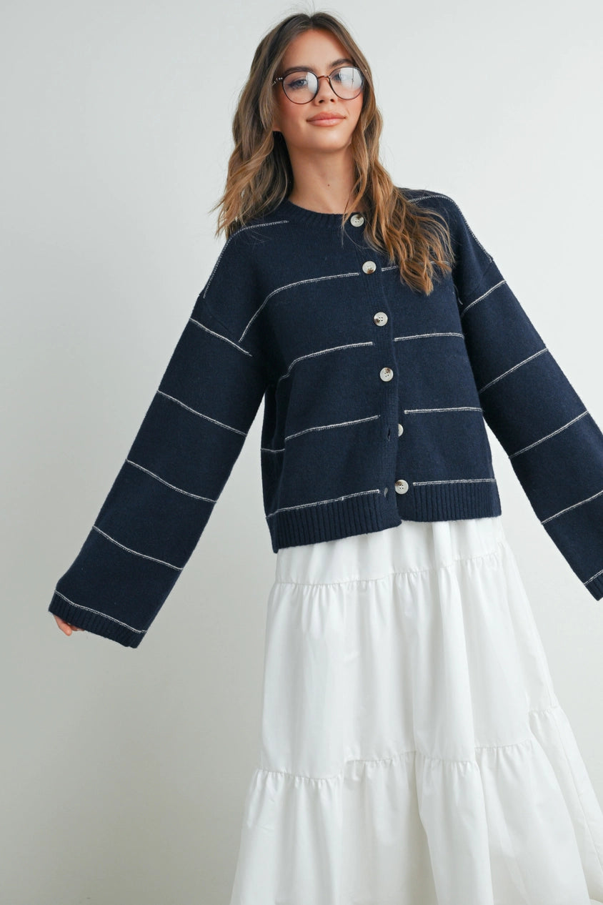 Navy Button Cardigan