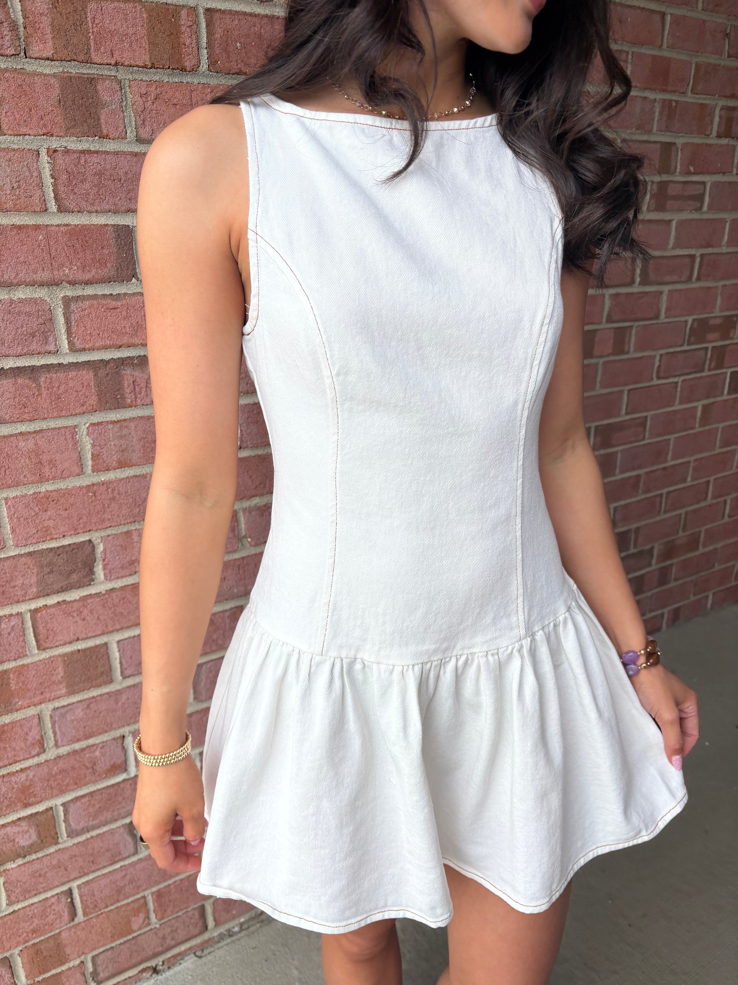 Joey White Mini Denim Dress