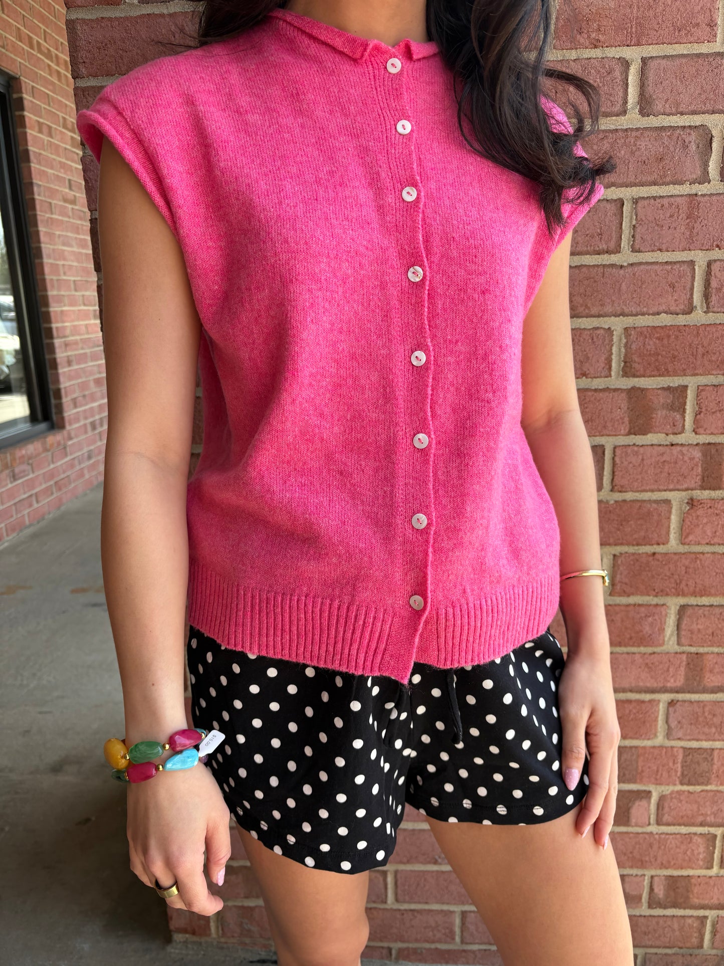 Black Polkadot Drawstring Shorts