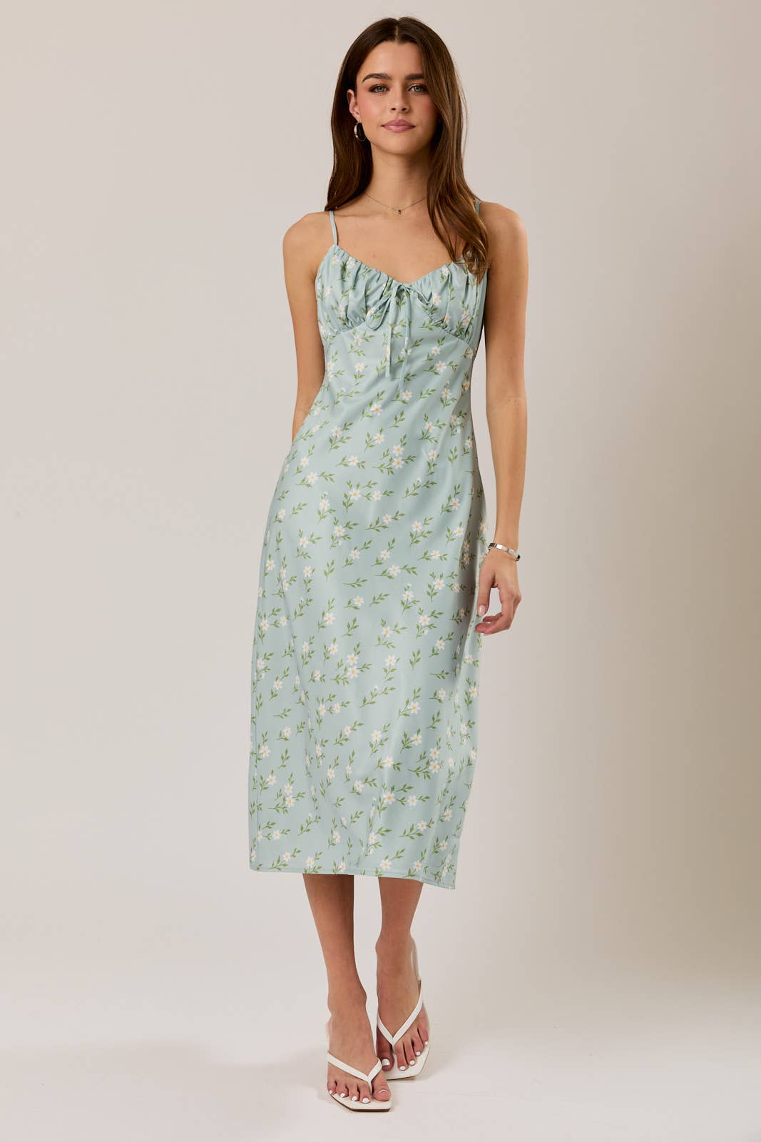 Mint Floral Midi Dress