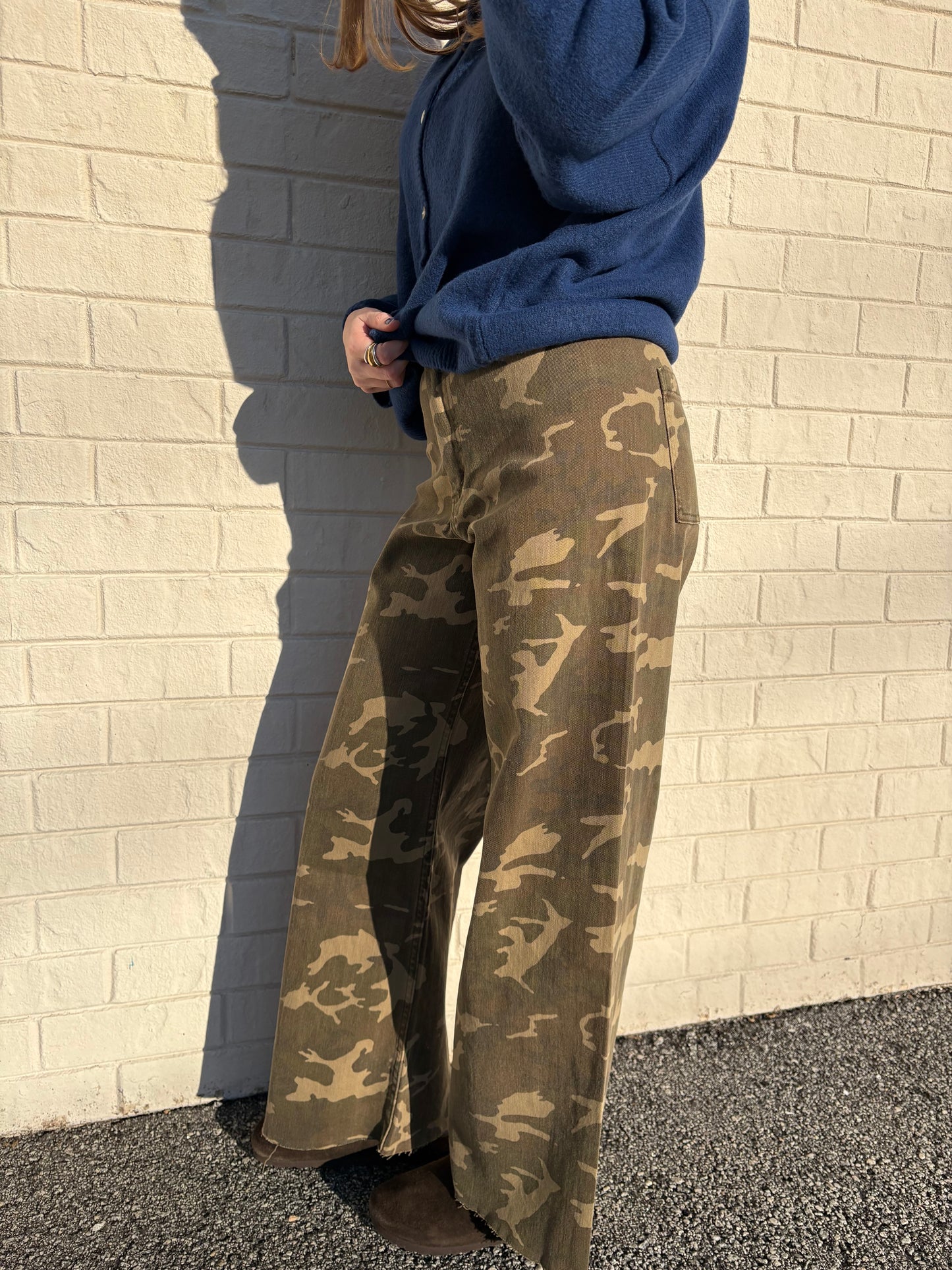 Camouflage Print Denim Pants