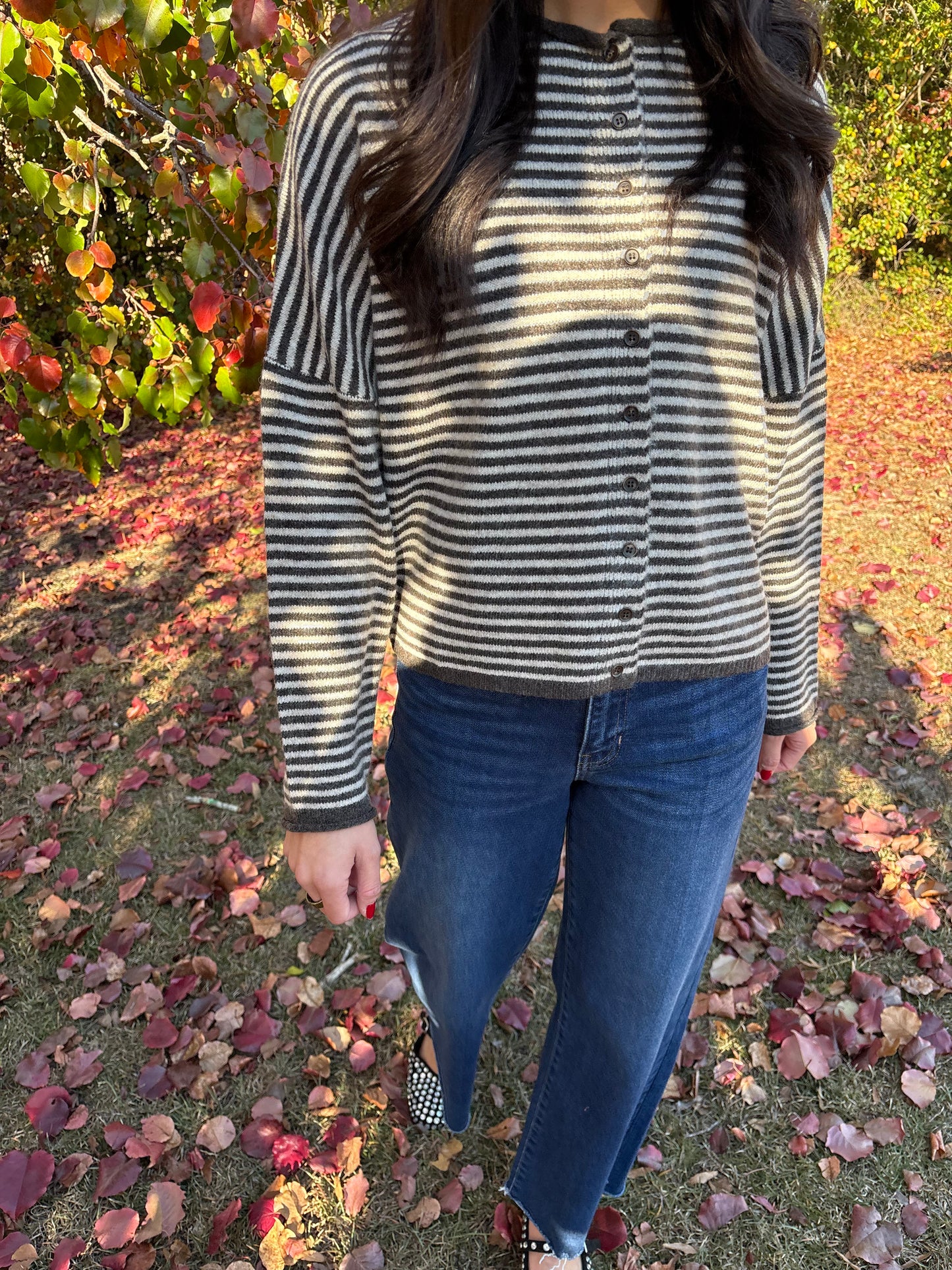 Brown Striped Cardigan