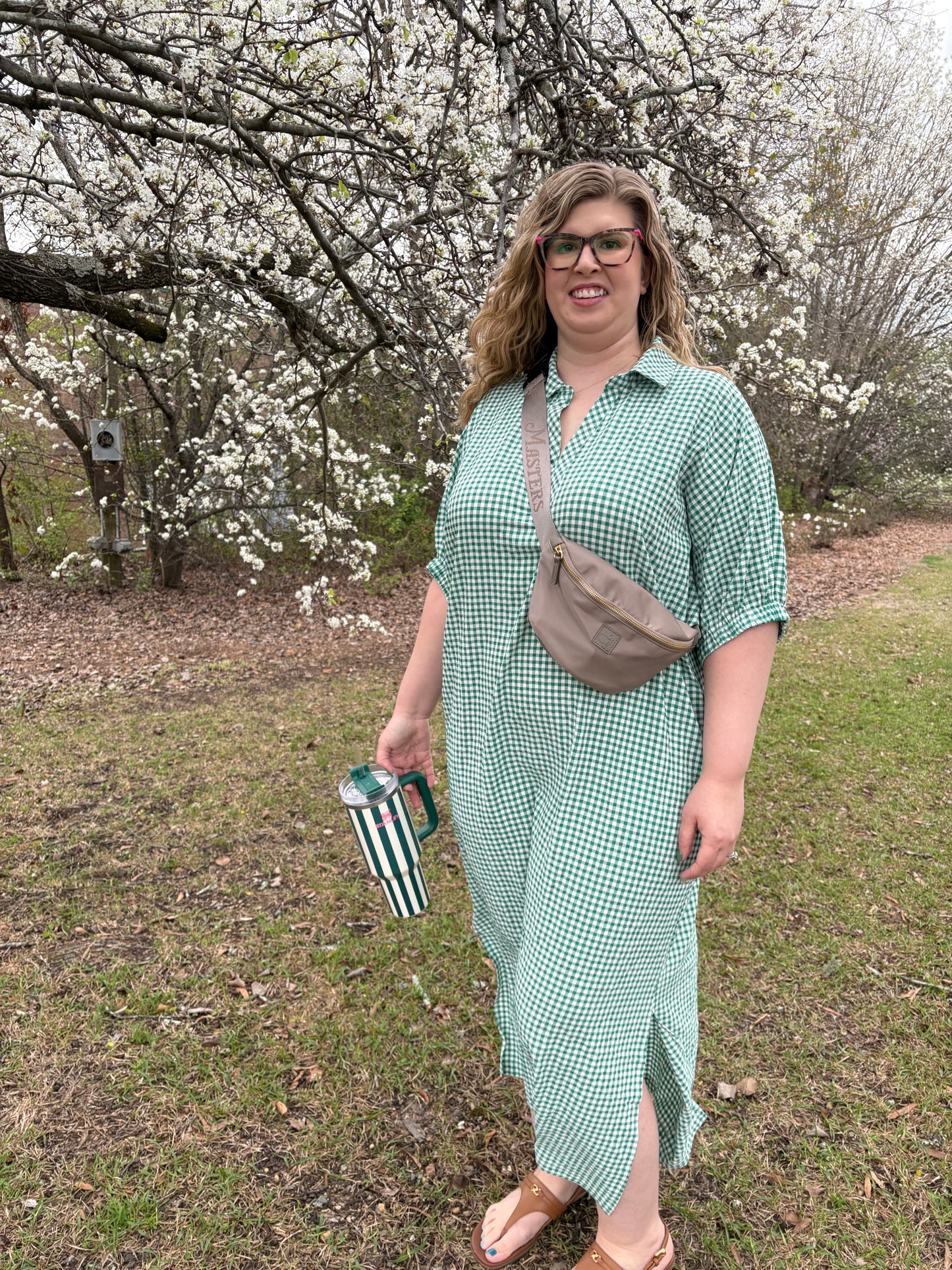 Kelly Green Gingham Midi Dress