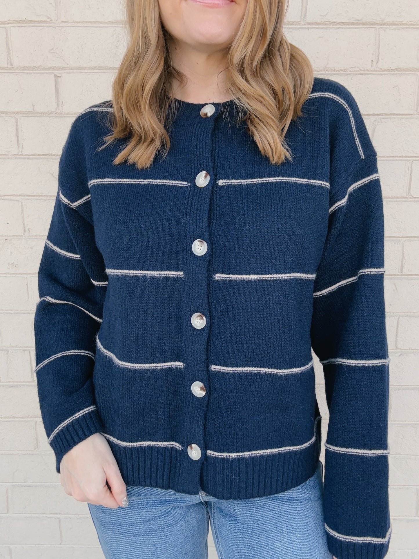 Navy Button Cardigan