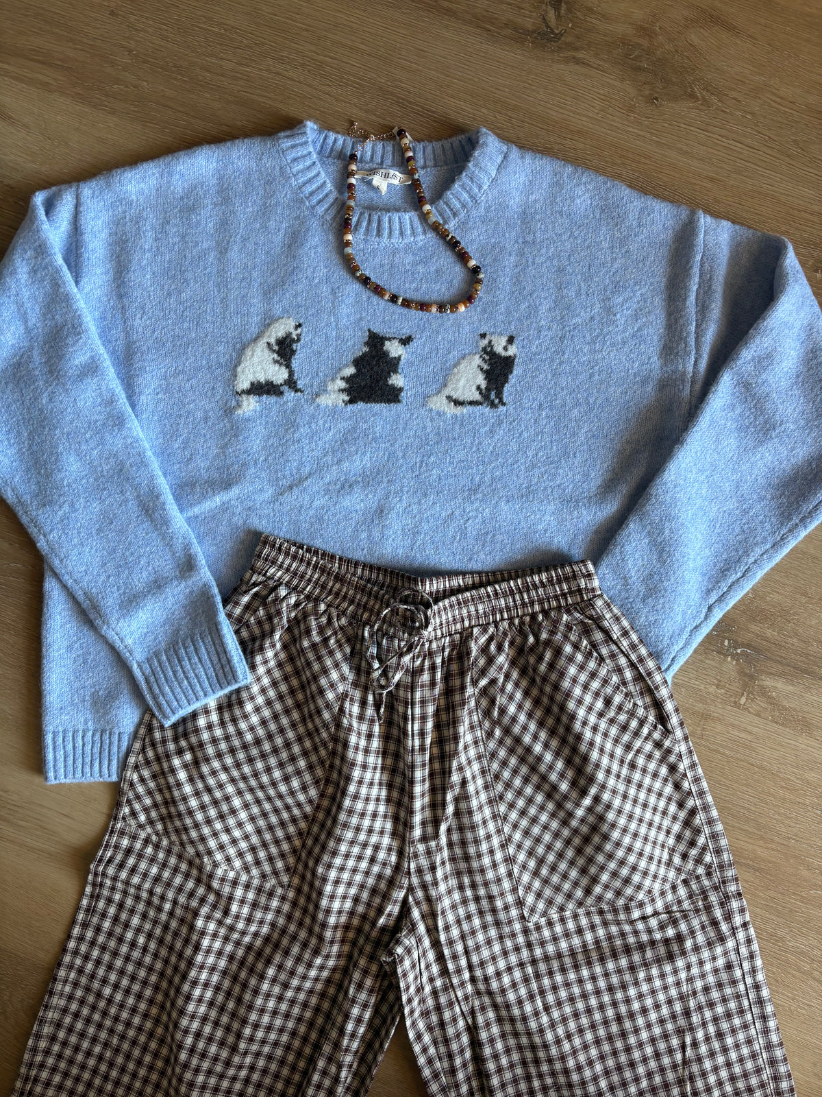 Blue Cat Trio Sweater