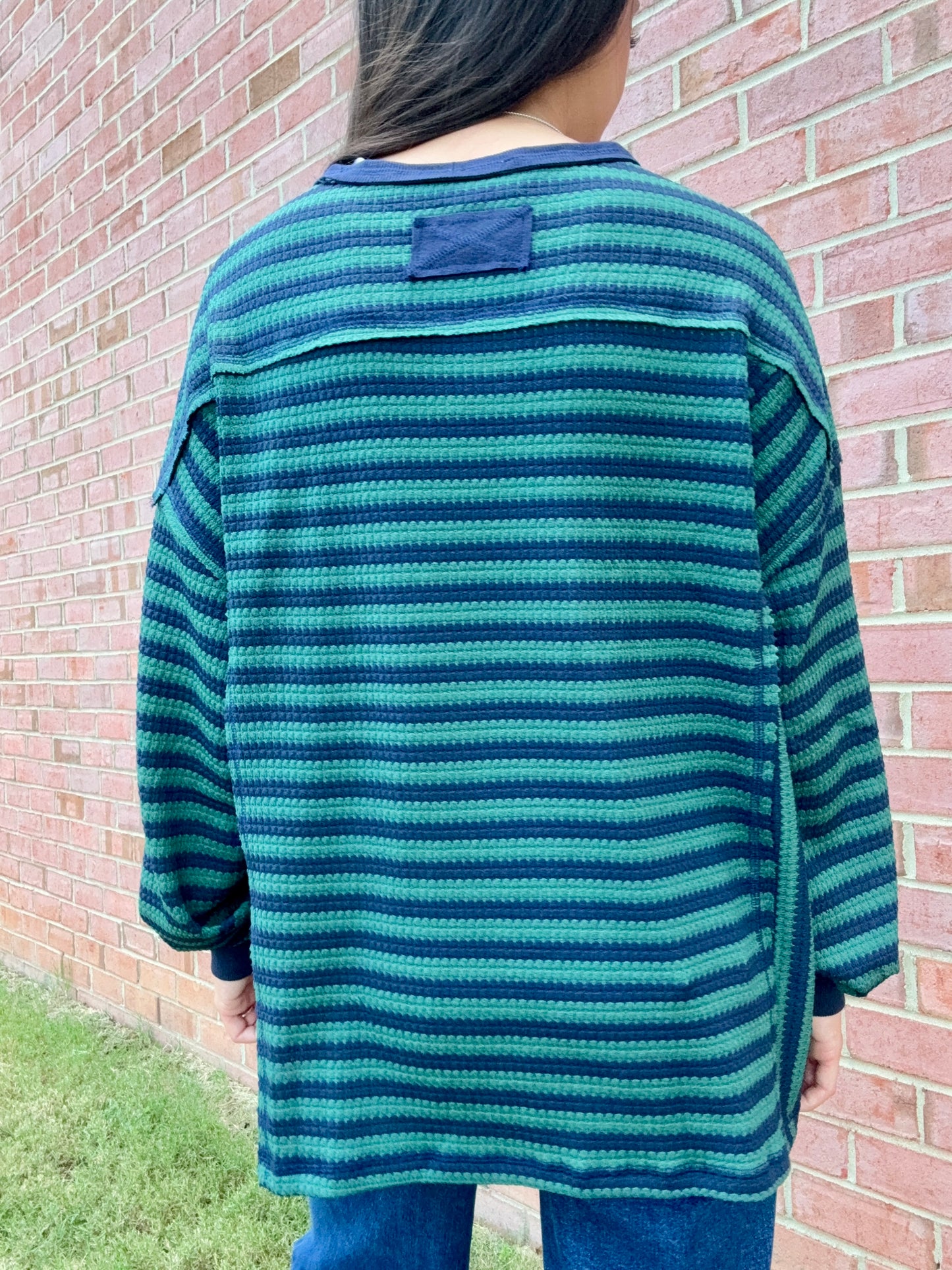Olive Navy Striped Pullover