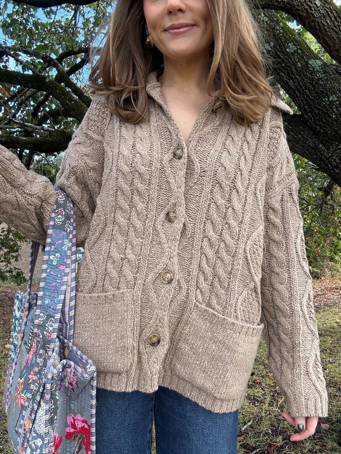 Clara Oversized Taupe Cardigan