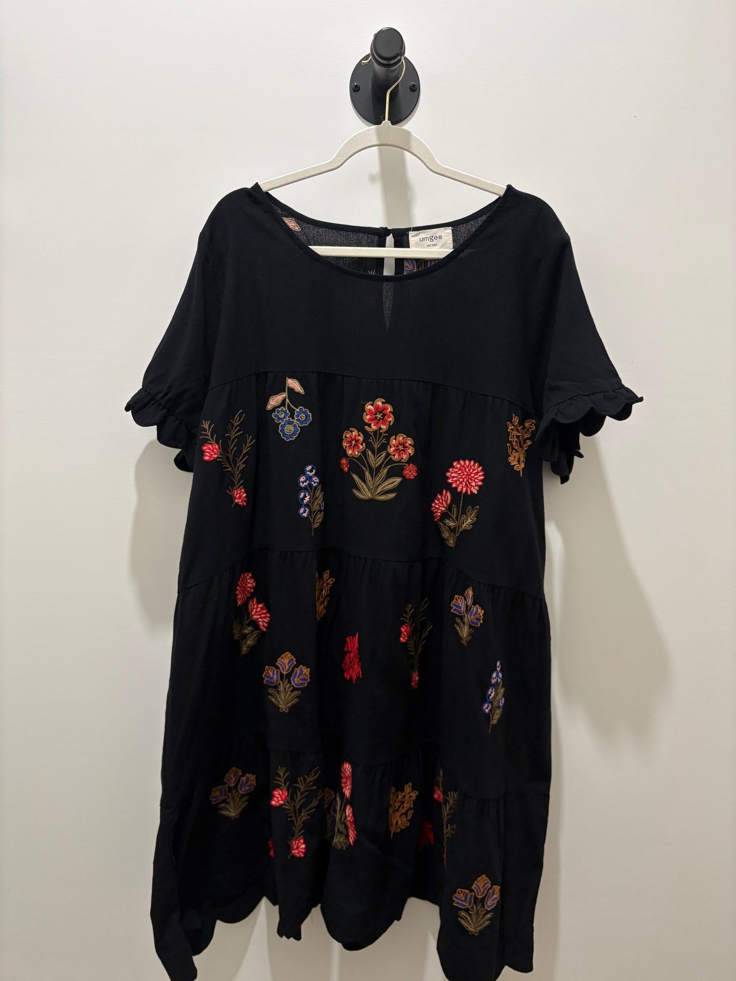 Macie Black Floral Embroidered Dress