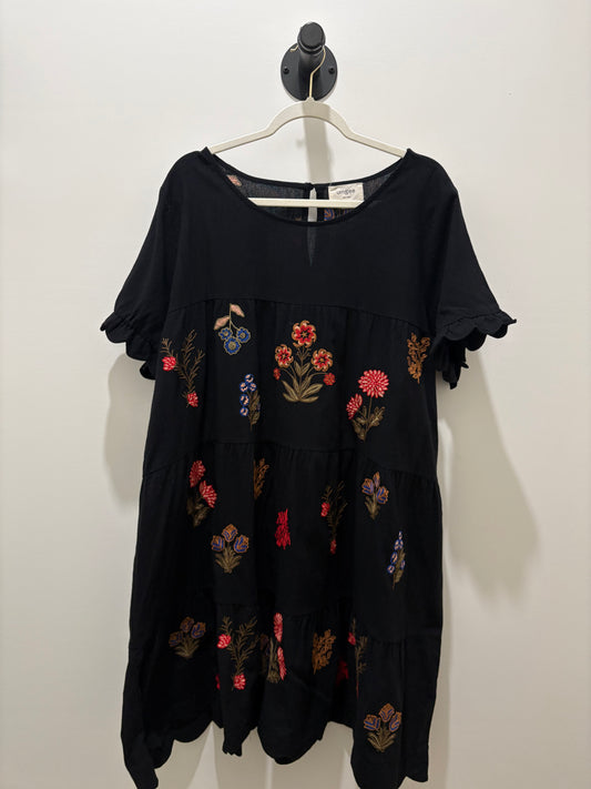 Macie Black Floral Embroidered Dress