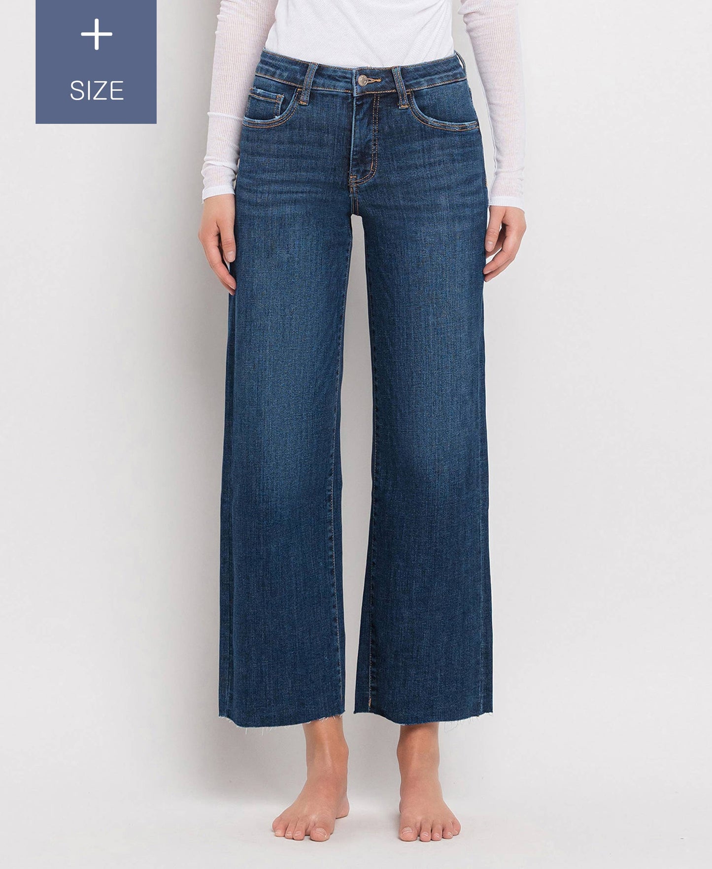 Tummy Control Wide Leg Cropped Denim
