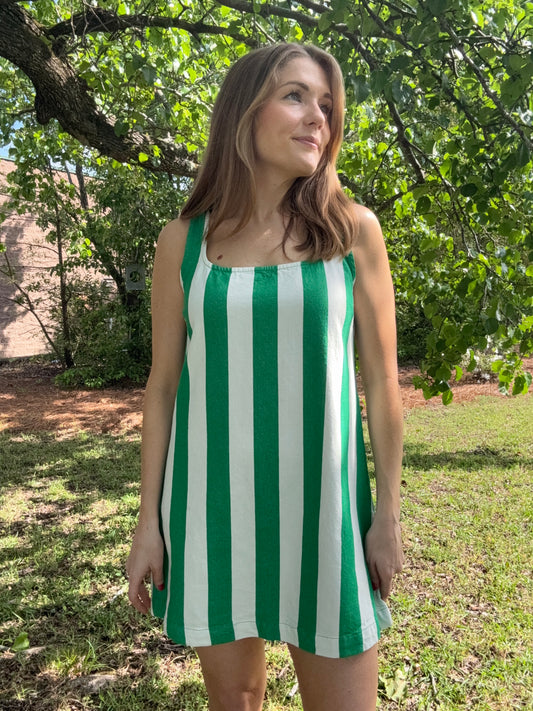 Palmer Green Striped Mini Dress