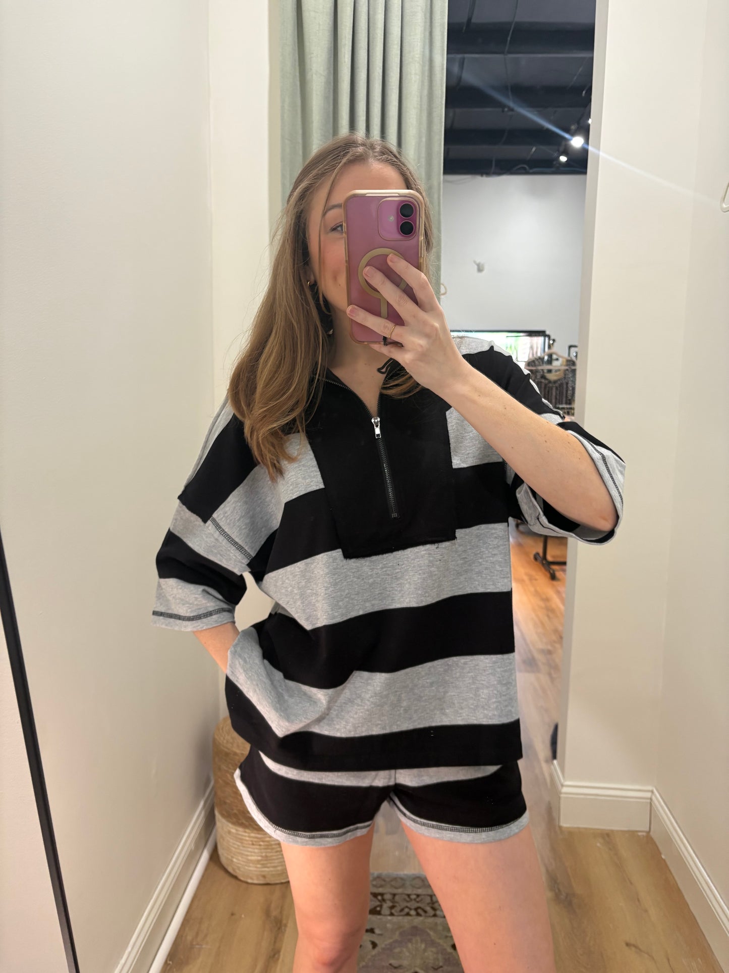 Benson Black Grey Striped Rugby Set
