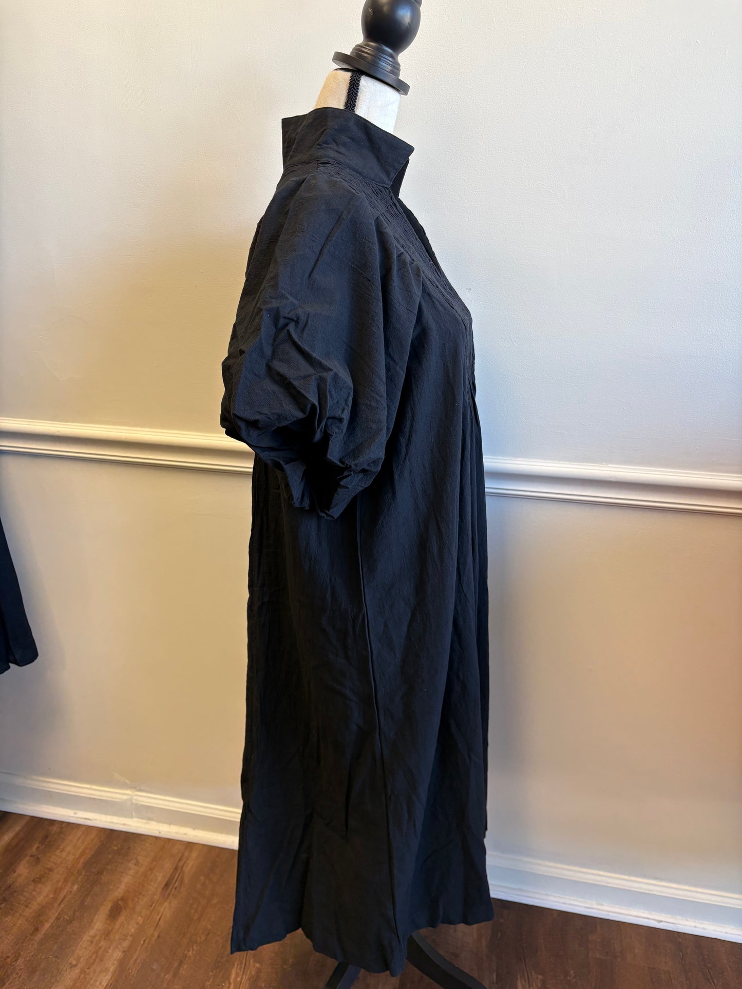 Maddie Smocked Black Midi Dress