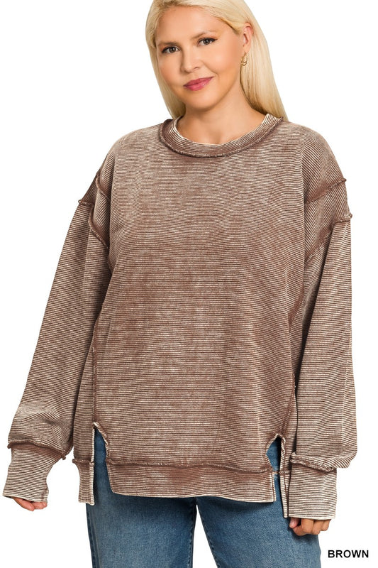 Brown Ribbed Pullover