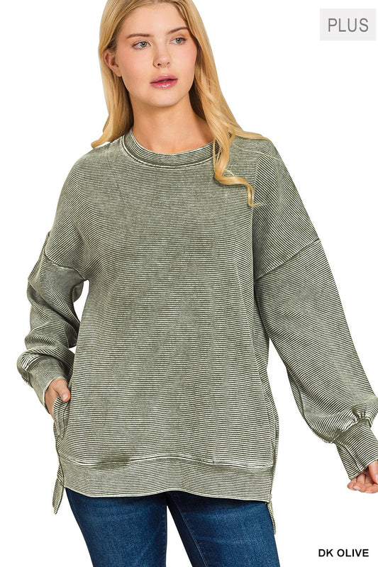 Bobbi Dark Green Ribbed Pullover