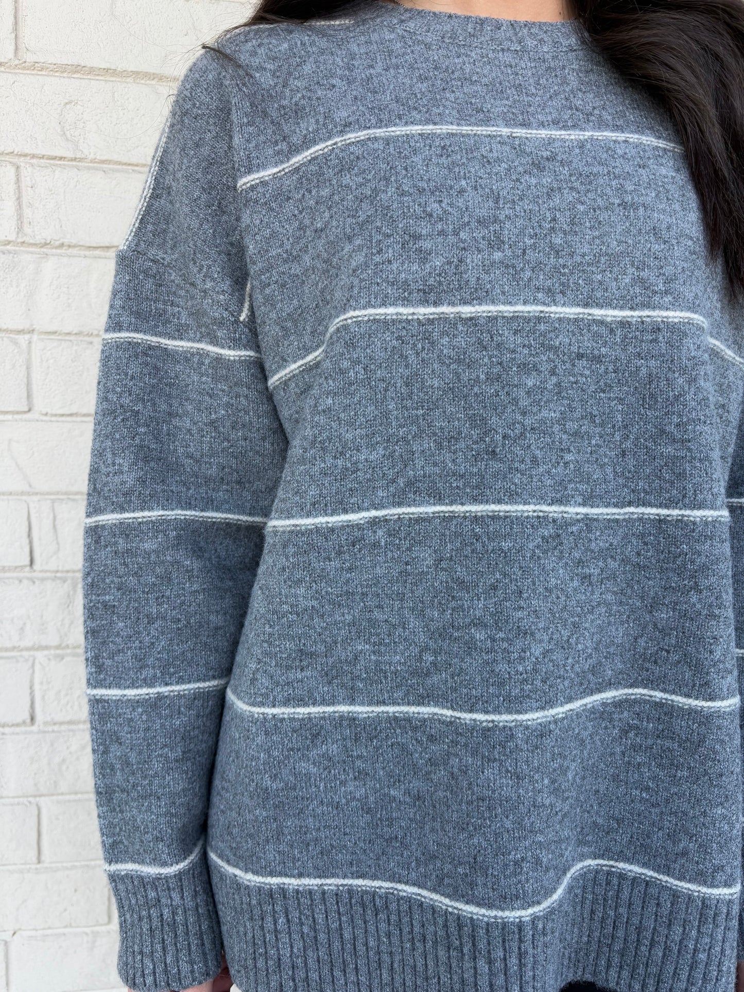 Grey Striped Sweater