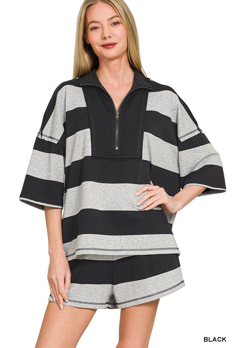 Benson Black Grey Striped Rugby Set