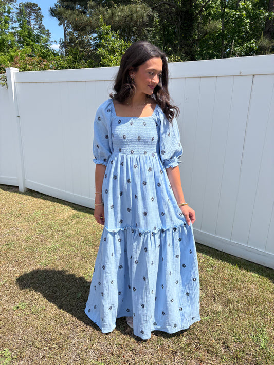 Bailey Blue Embroidered Maxi Dress