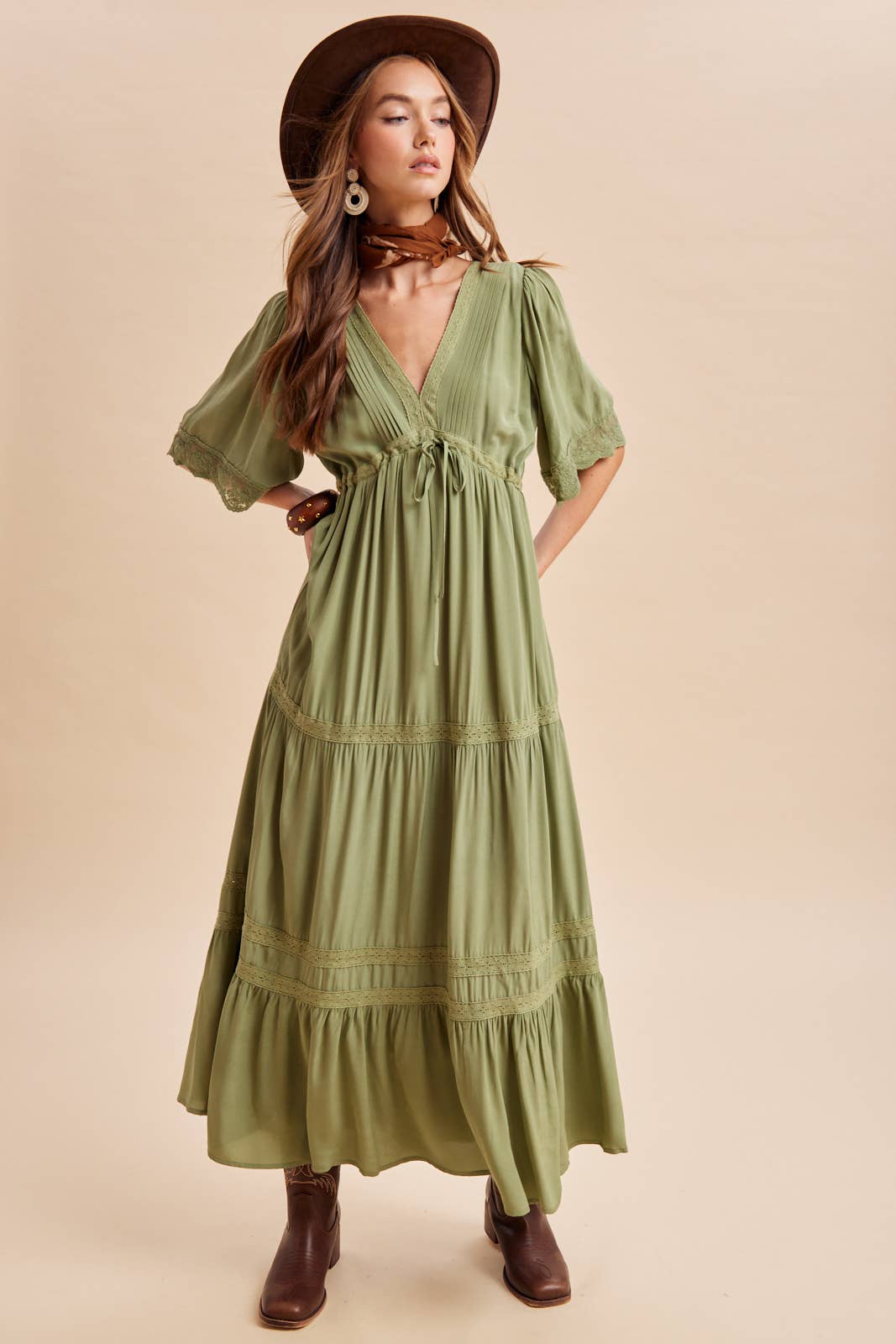Sage Trim Maxi Dress