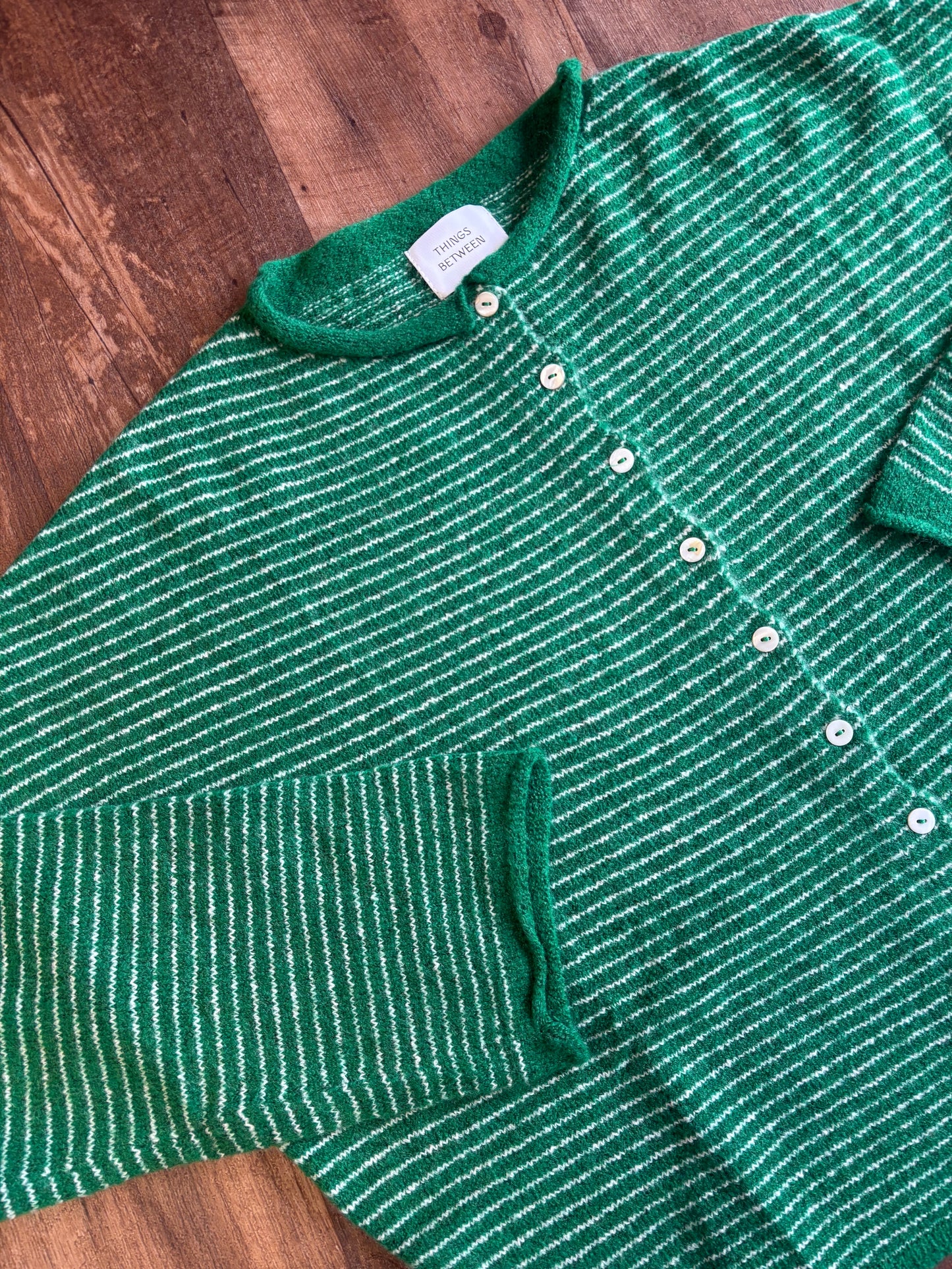 Kelly Green Pinstripe Piper Cardigan