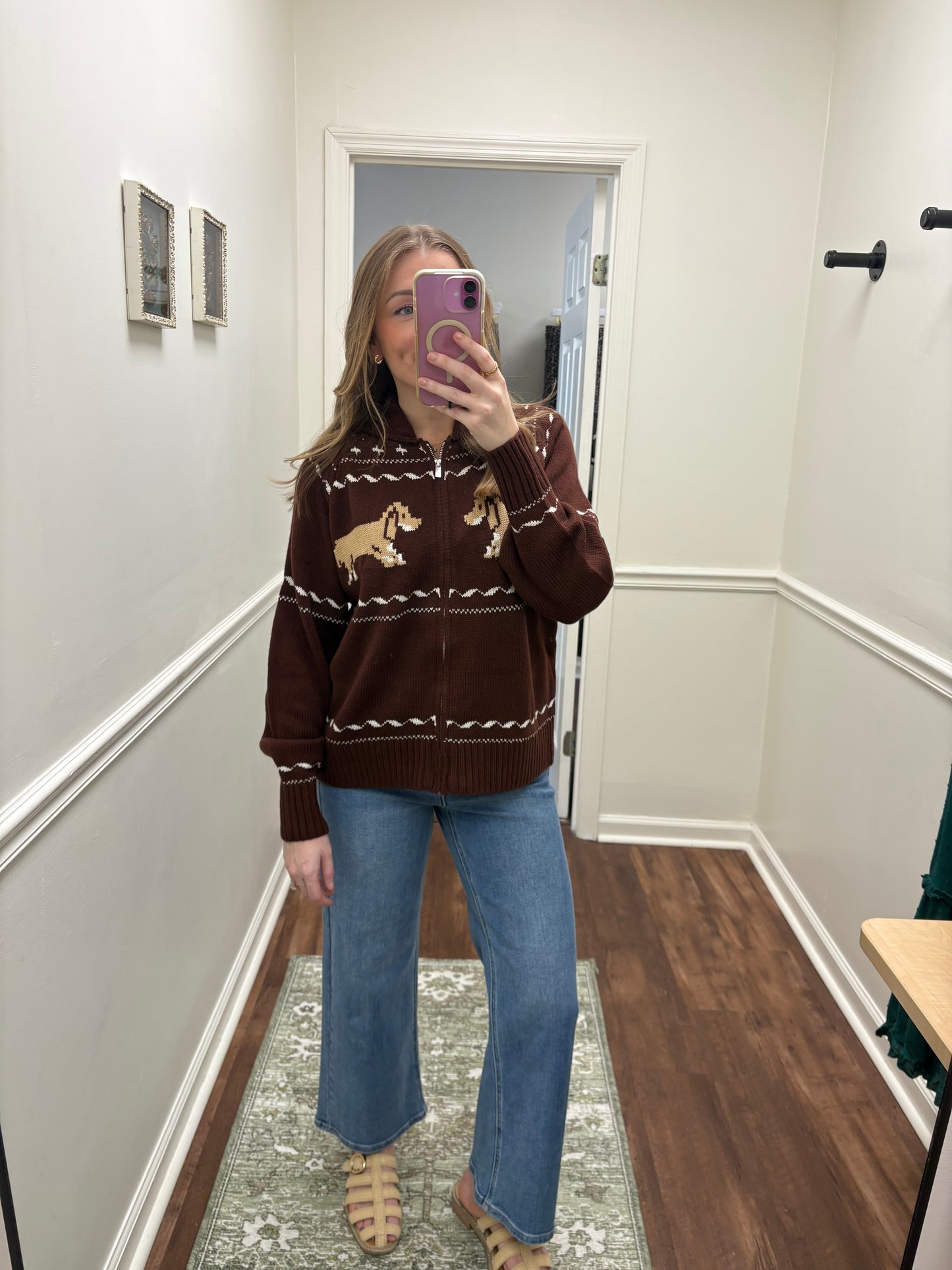 Dachshund Zip Up Cardigan