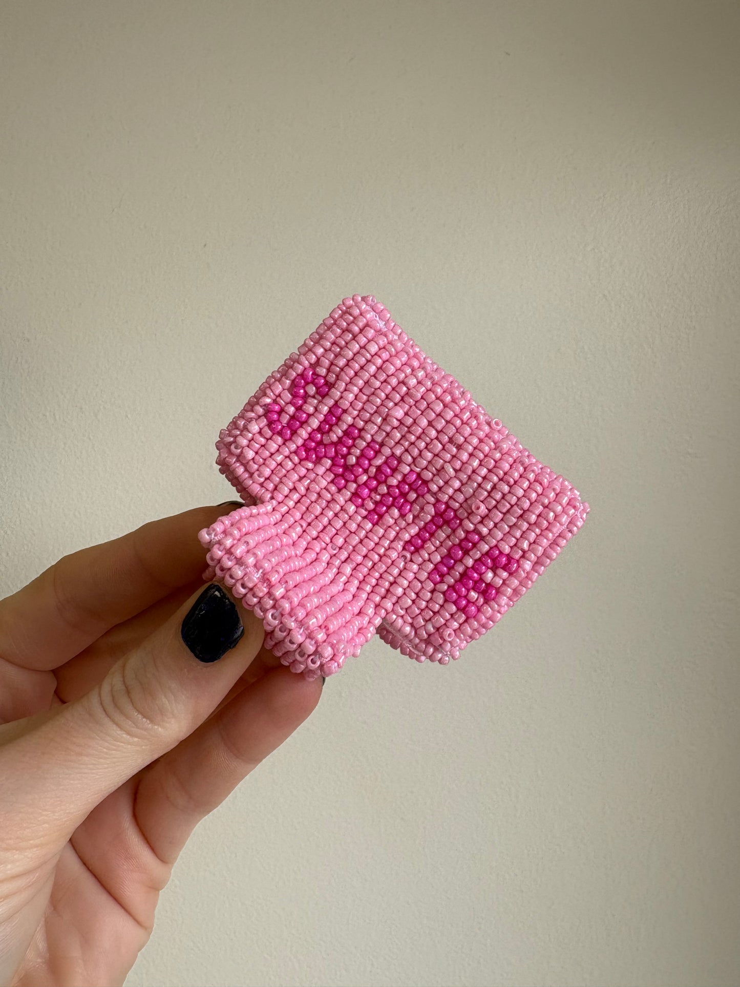 Pink Beaded Claw Clip