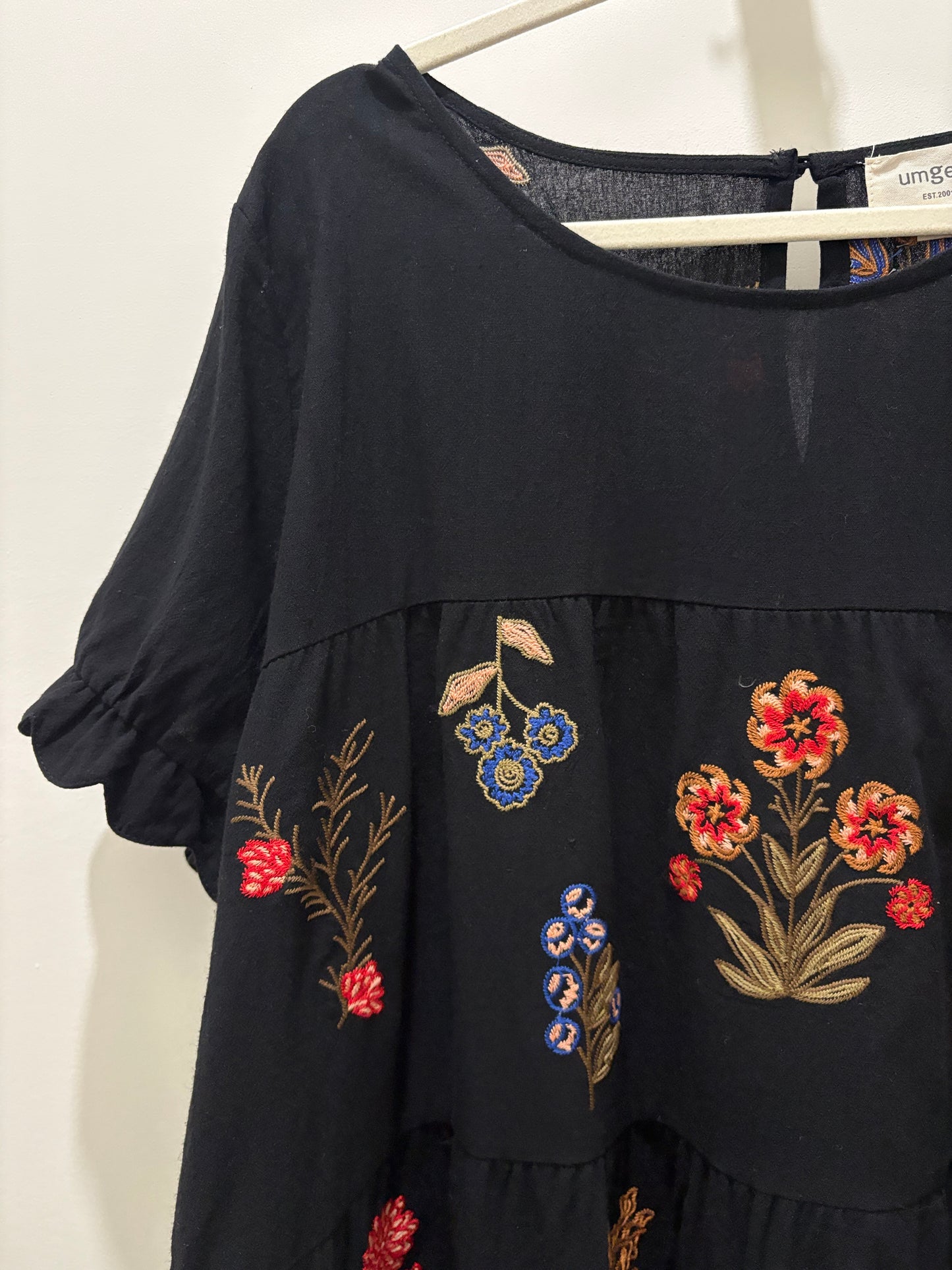 Macie Black Floral Embroidered Dress