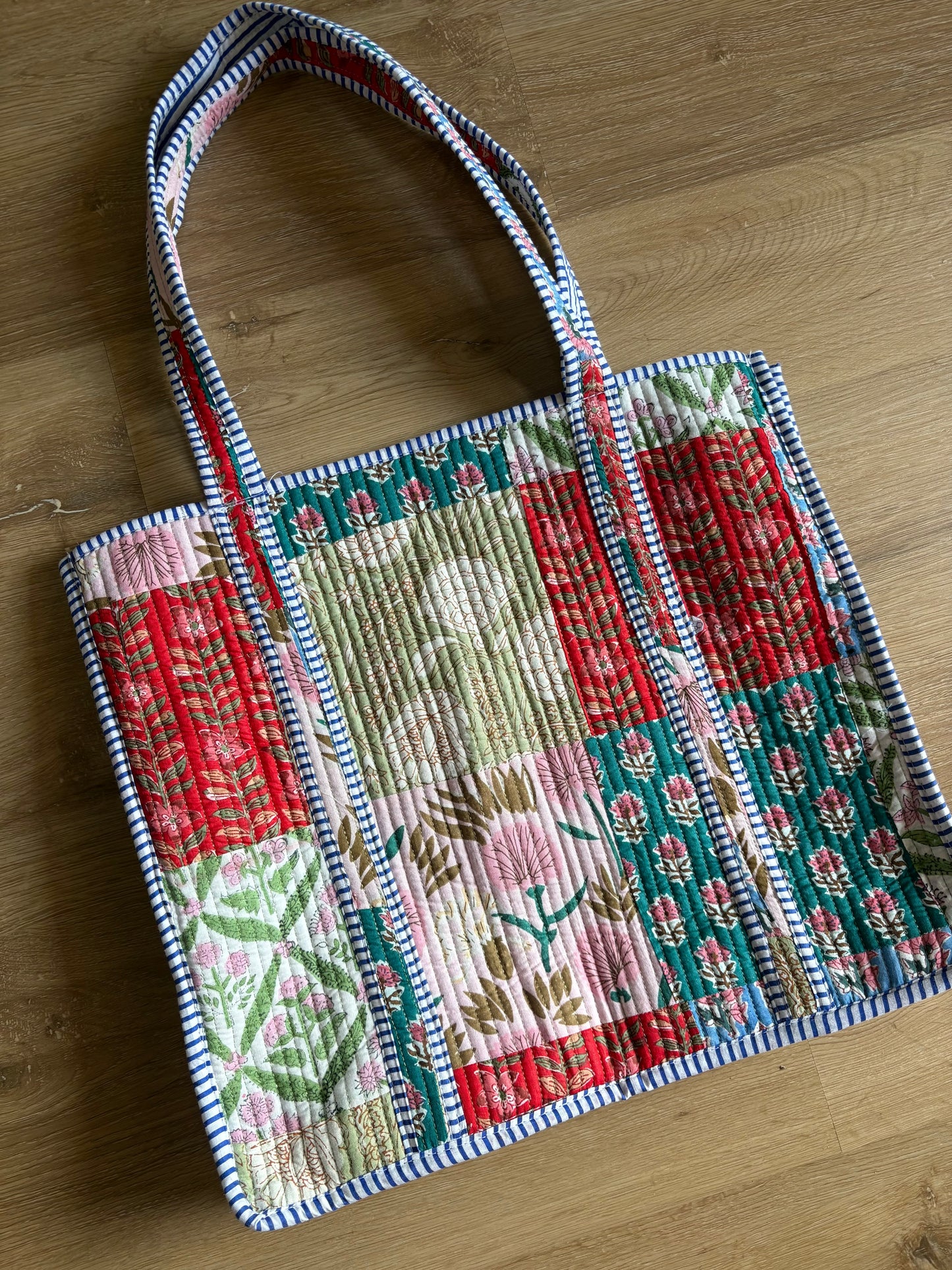 Red Multi Patchwork Quilted Bag