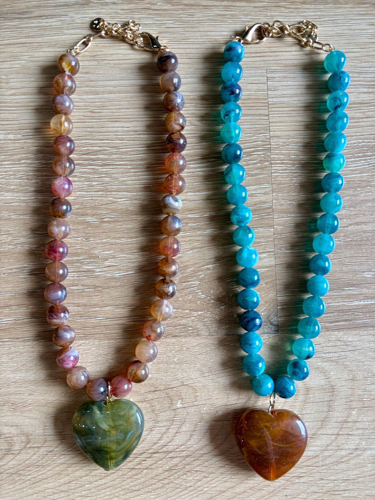 Beaded Heart Stone Necklace