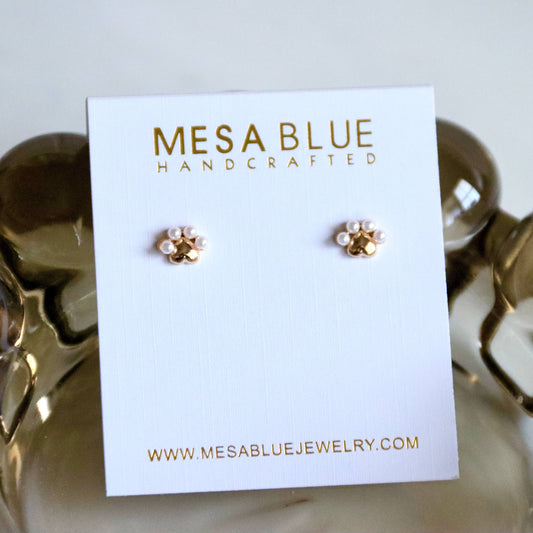 18K Pearl Paw Stud Earrings 