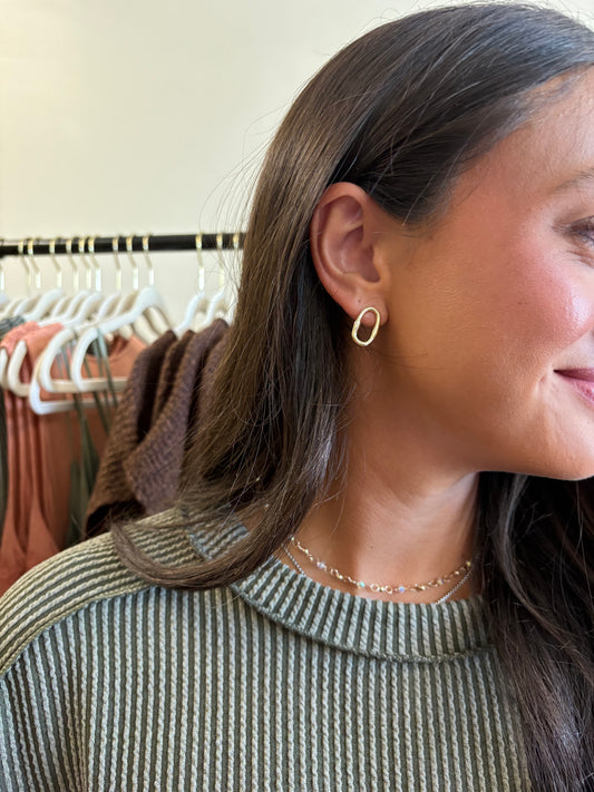 Ellips Round Stud Earrings