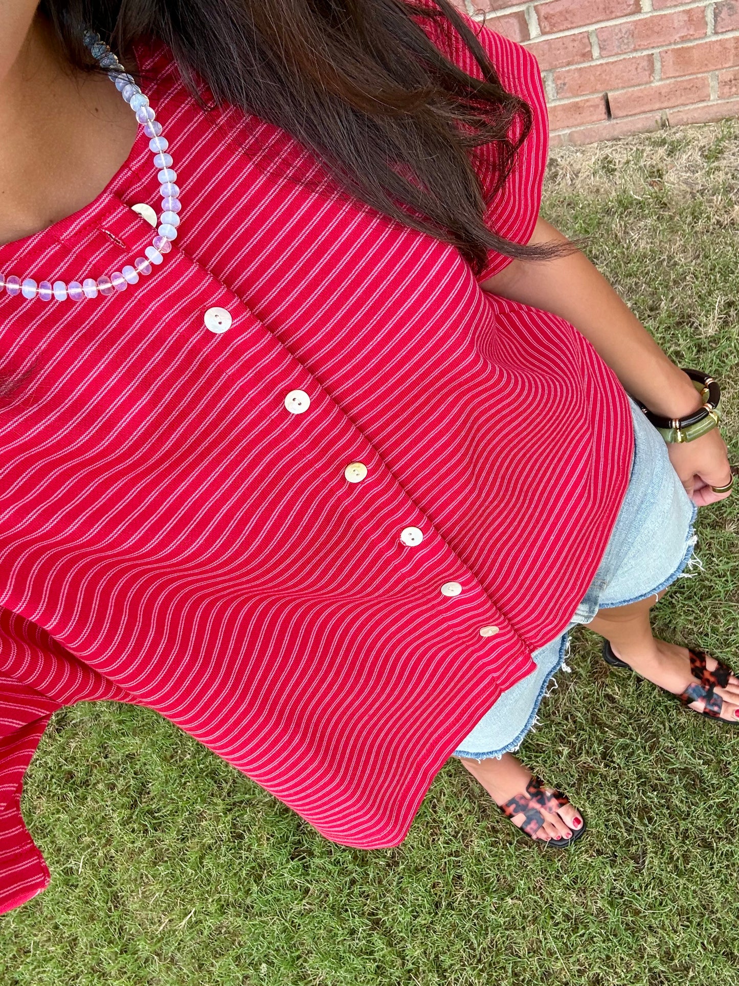 Camille Red Striped Top