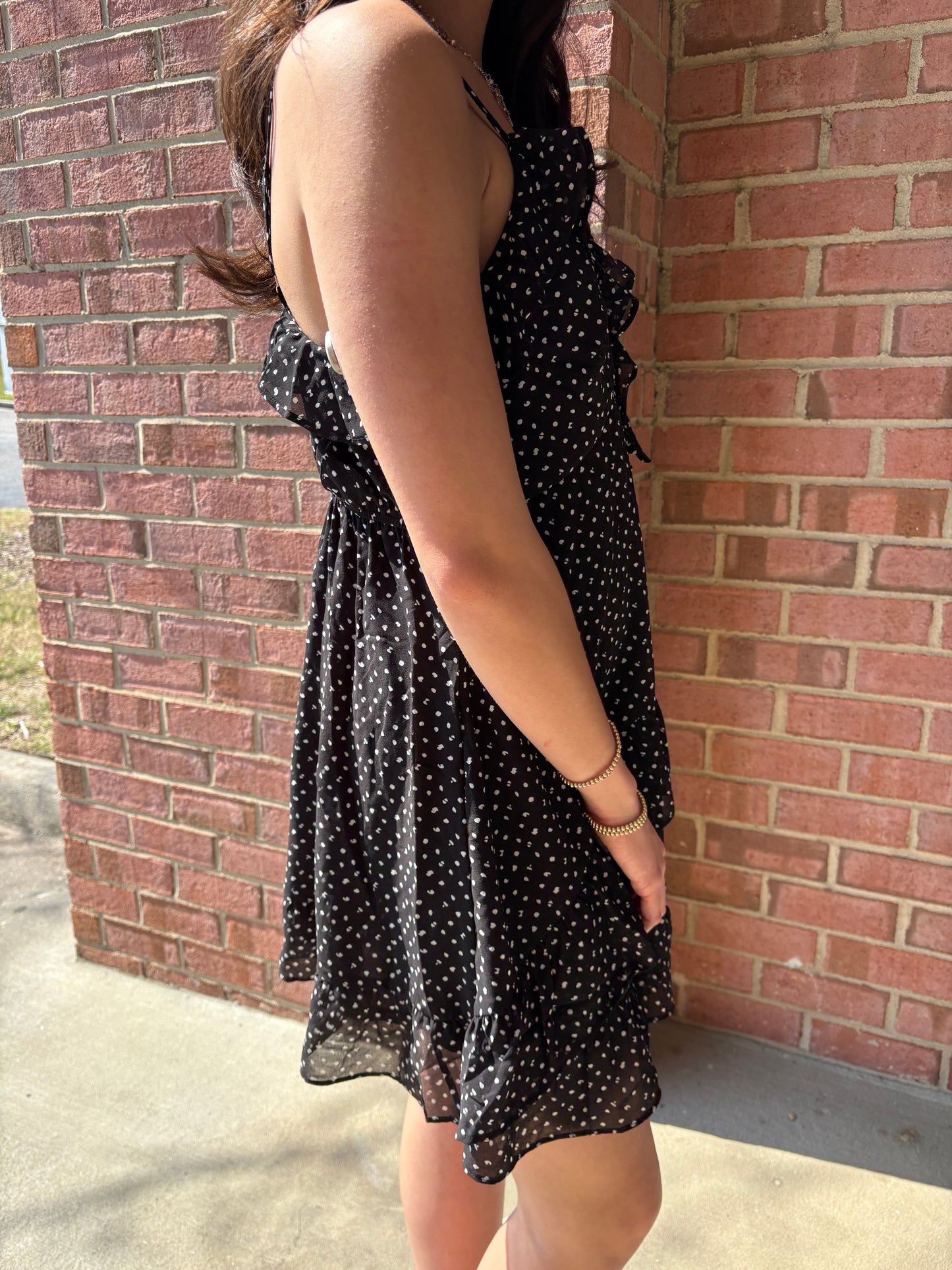 Lottie Black Polkadot Mini Dress