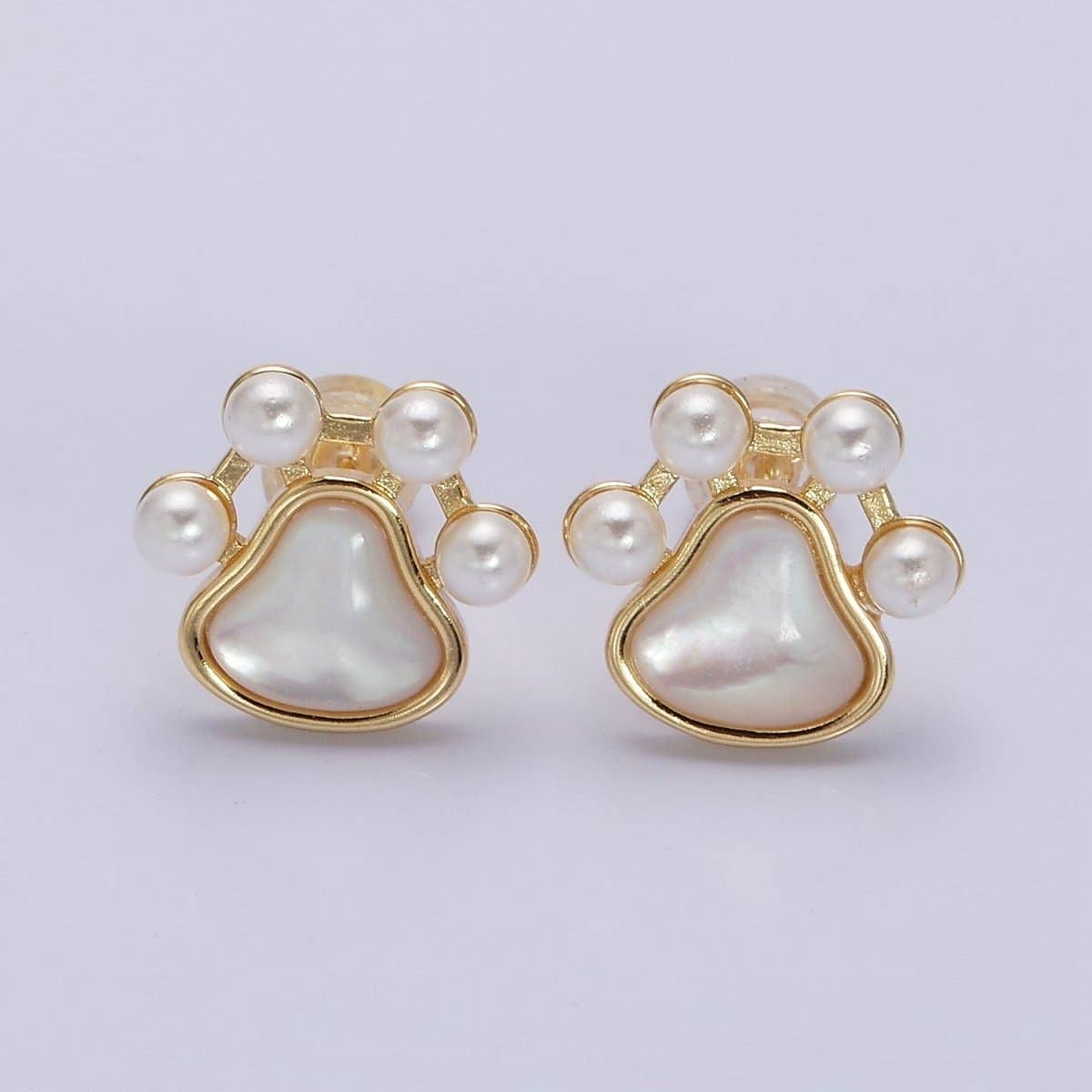 16K Gold Filled Paw Pearl Stud Earrings