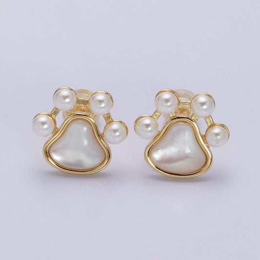 16K Gold Filled Paw Pearl Stud Earrings