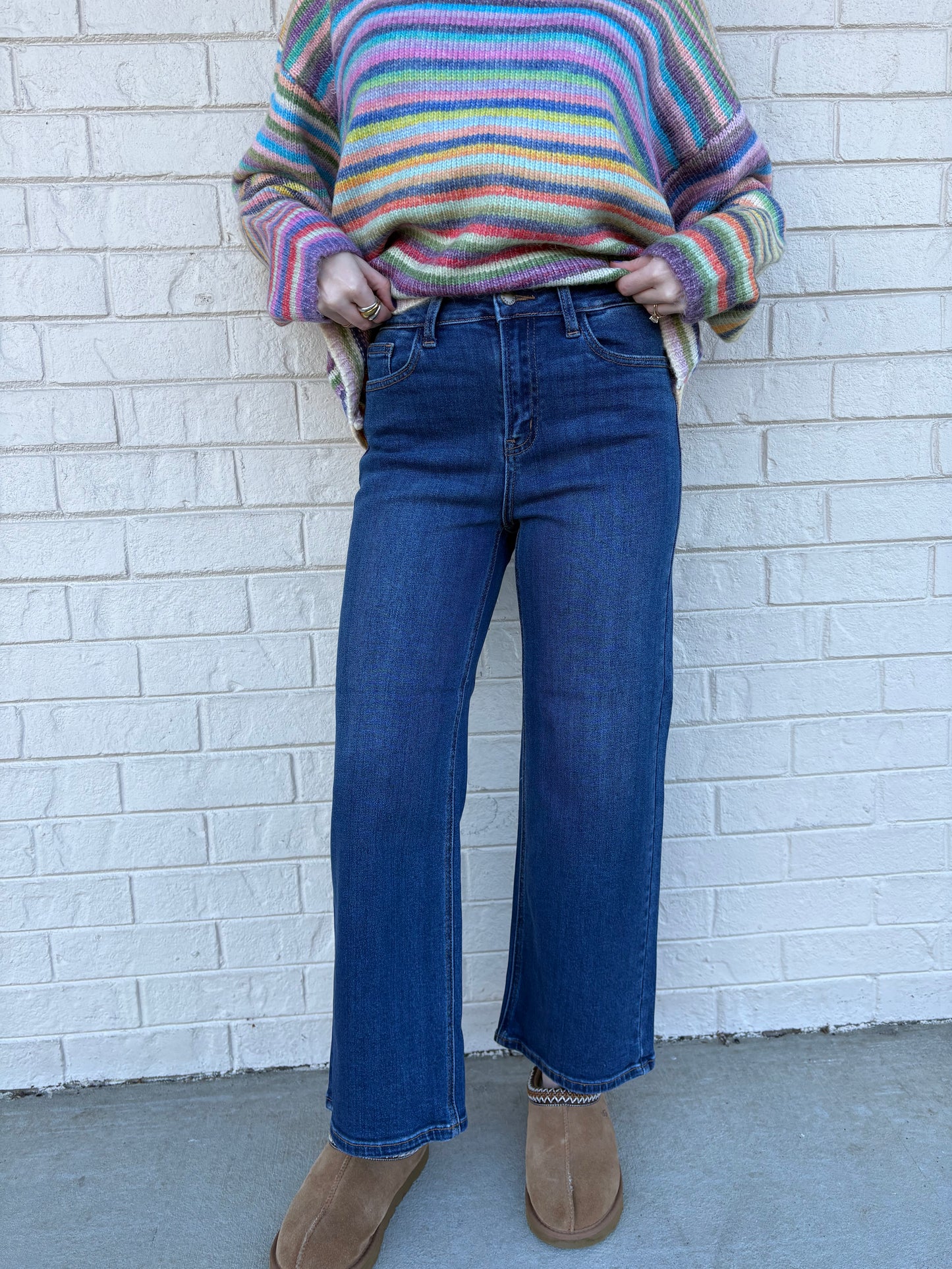 Slim Wide Leg Dark Denim