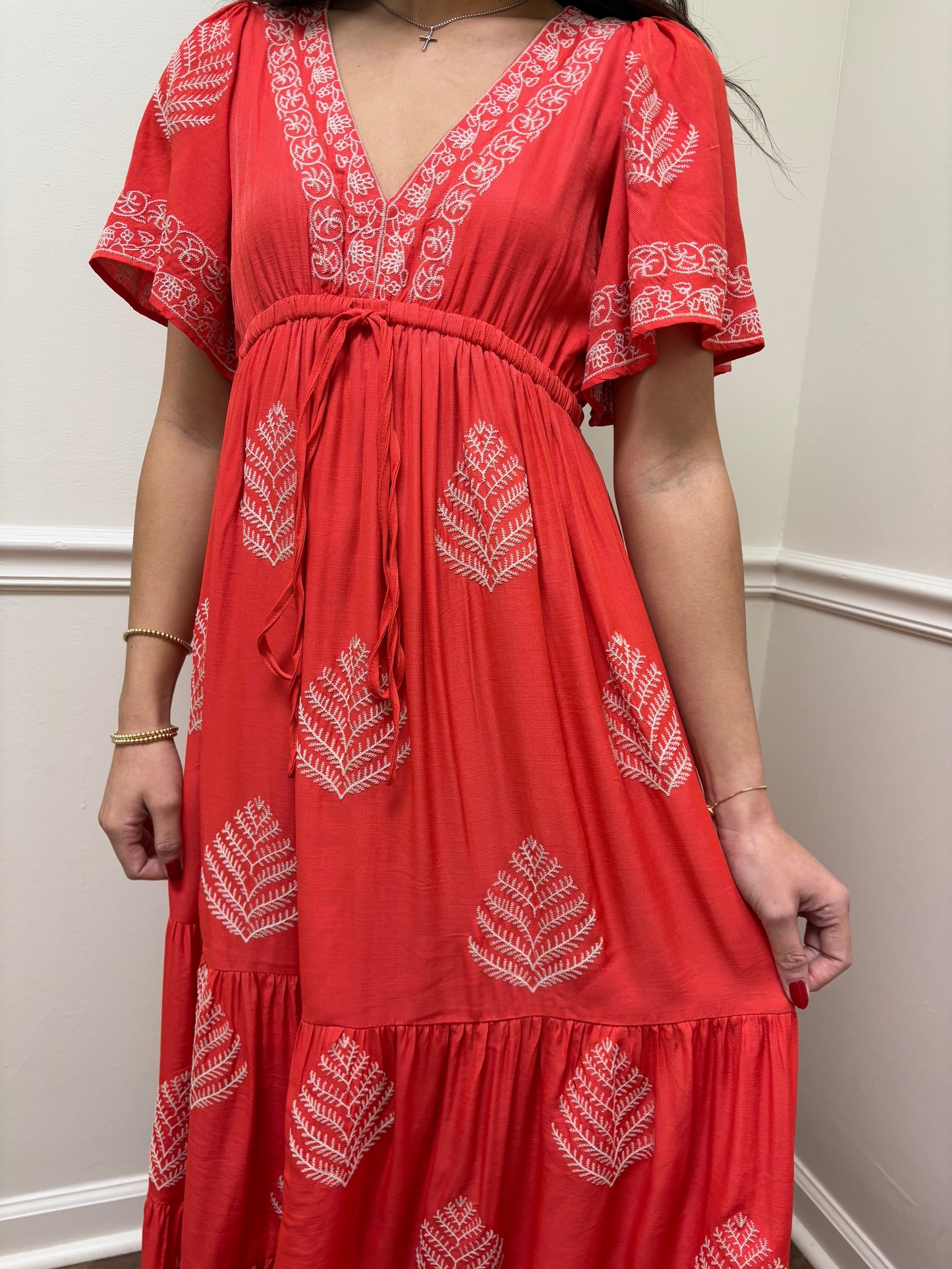 Chili Embroidered Maxi Dress