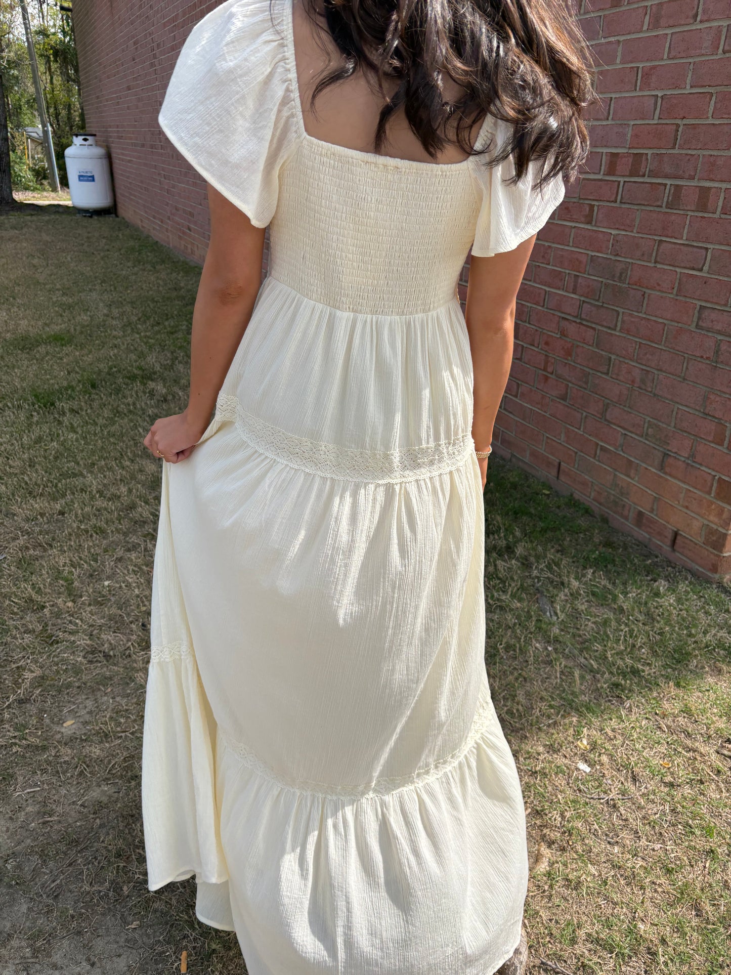Buttercream Cotton Lace Maxi Dress