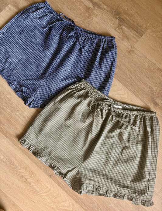 Plaid Ruffle Hem Shorts